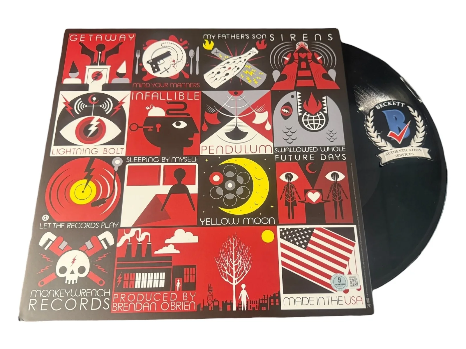 EDDIE VEDDER SIGNED AUTOGRAPH PEARL JAM LIGHTNING BOLT LP VINYL BAS BECKETT, изображение 2