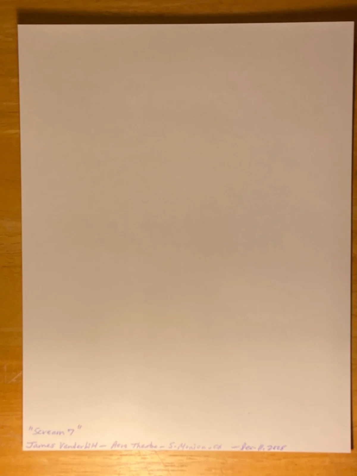 Hand SIGNED James Vanderbilt 8.5x11 Blank Photo Paper - "Scream 7" inscribed, изображение 4