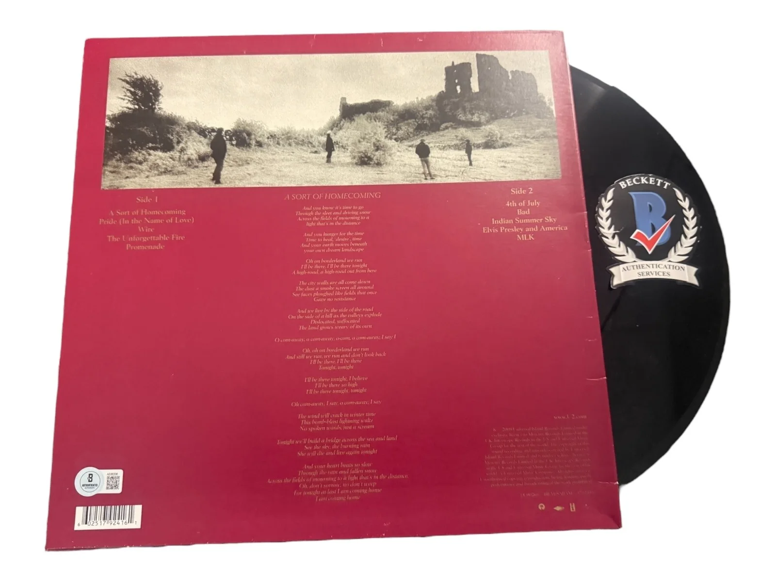 BONO SIGNED AUTOGRAPH U2 THE UNFORGETTABLE FIRE ALBUM LP VINYL BAS BECKETT, image 2