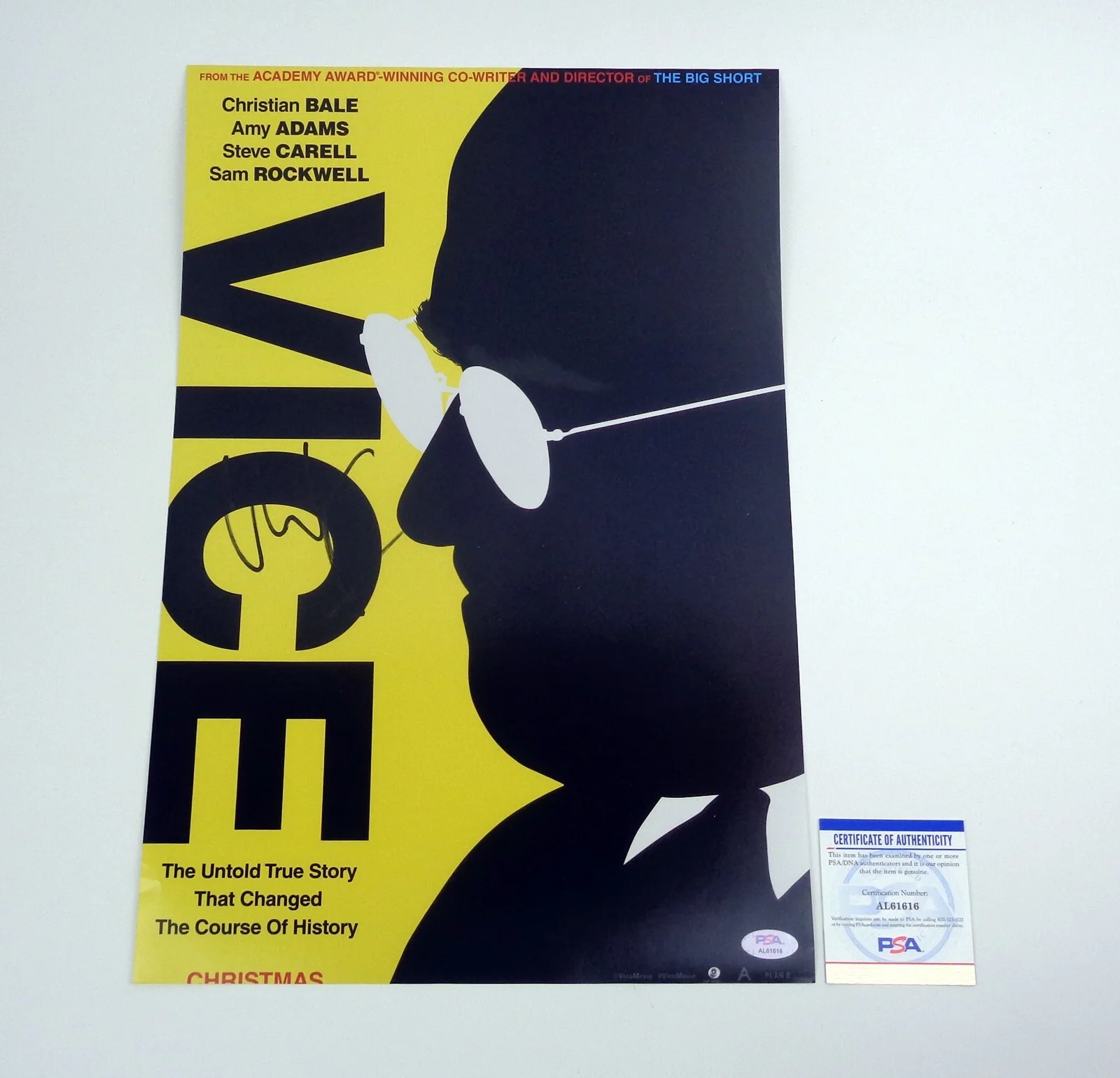 Christian Bale — Christian Bale Dick Cheney Signed Autograph Vice Movie Poster PSA/DNA COA