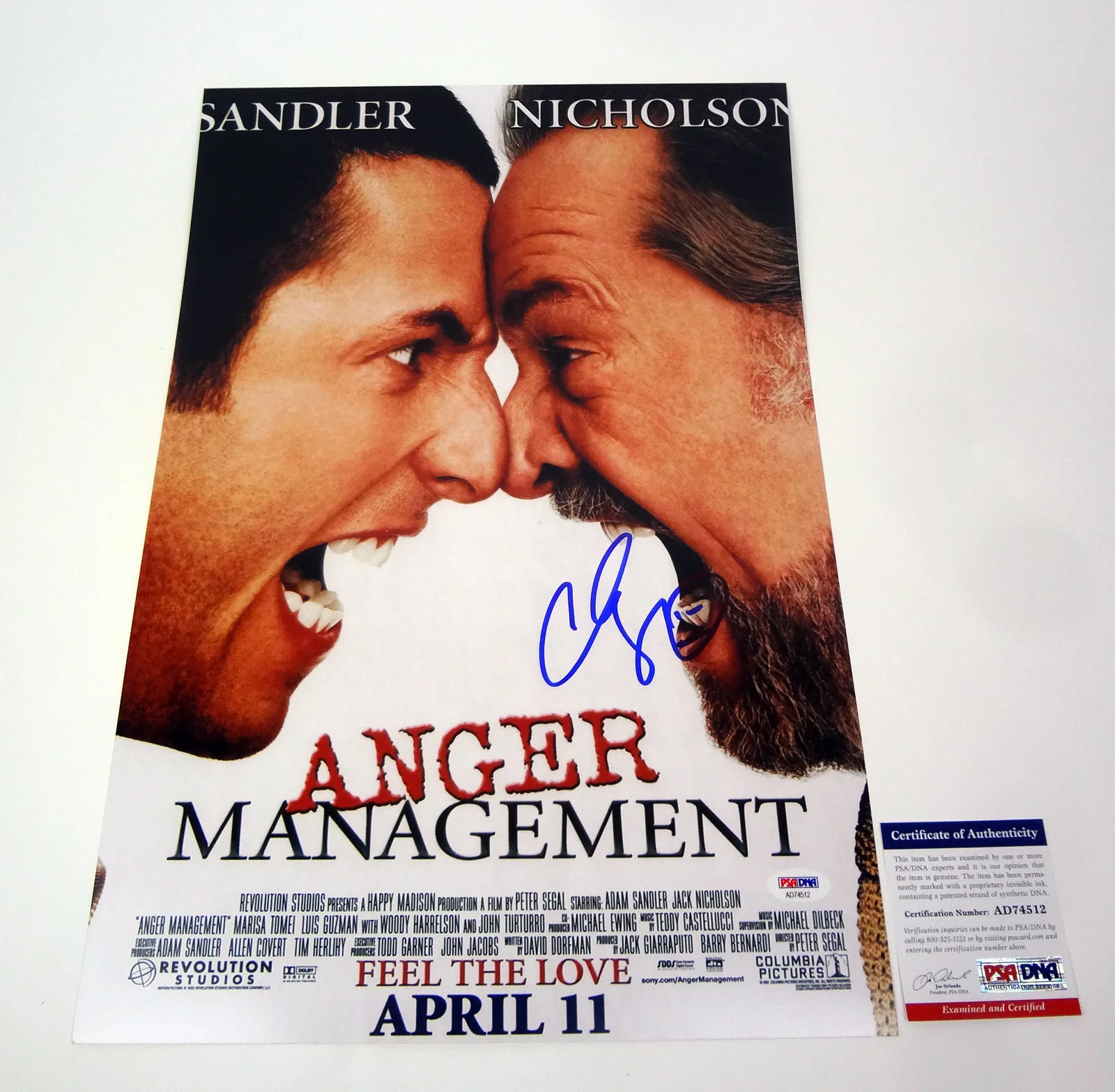Adam Sandler — Adam Sandler Signed Autograph Anger Management Movie Poster PSA/DNA COA