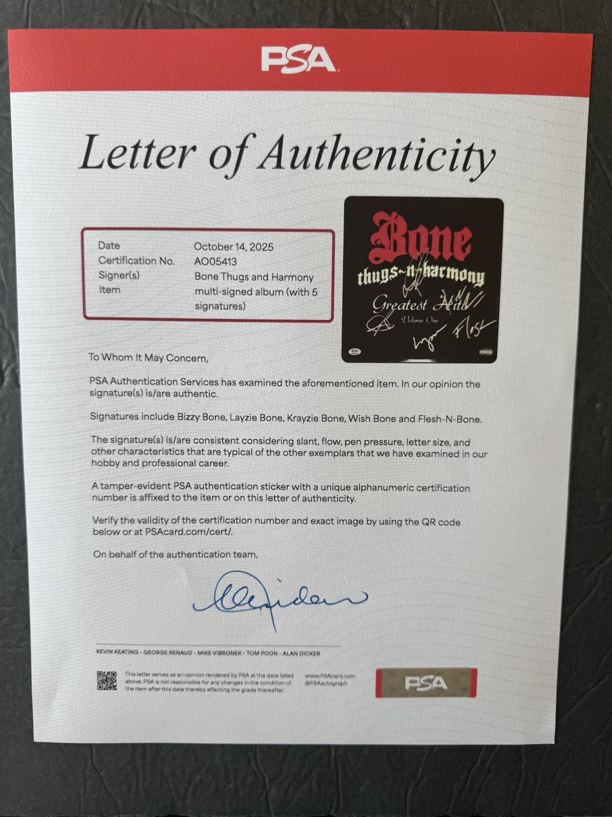 Bone Thugs-N-Harmony Signed Vinyl Greatest Hits PSA/DNA LOA autograph Rap ALL 5, изображение 5