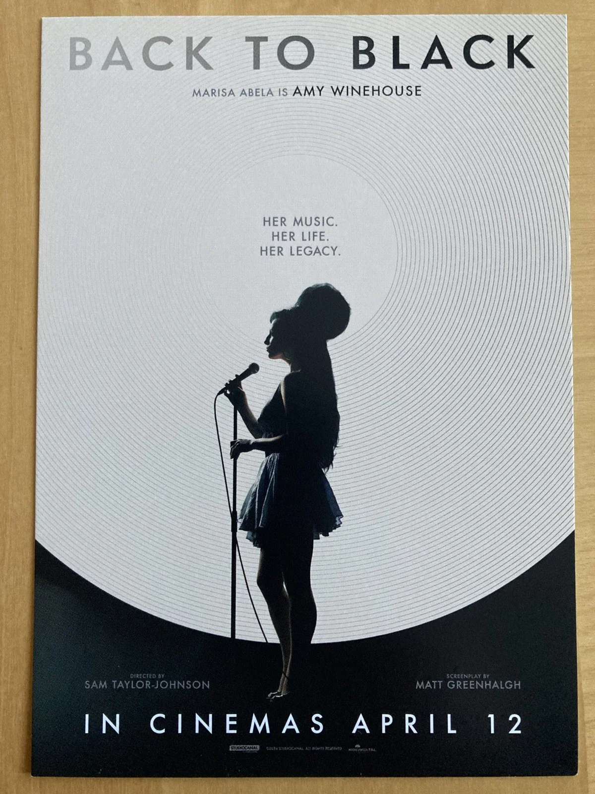 Back To Black promotional postcard, image 2