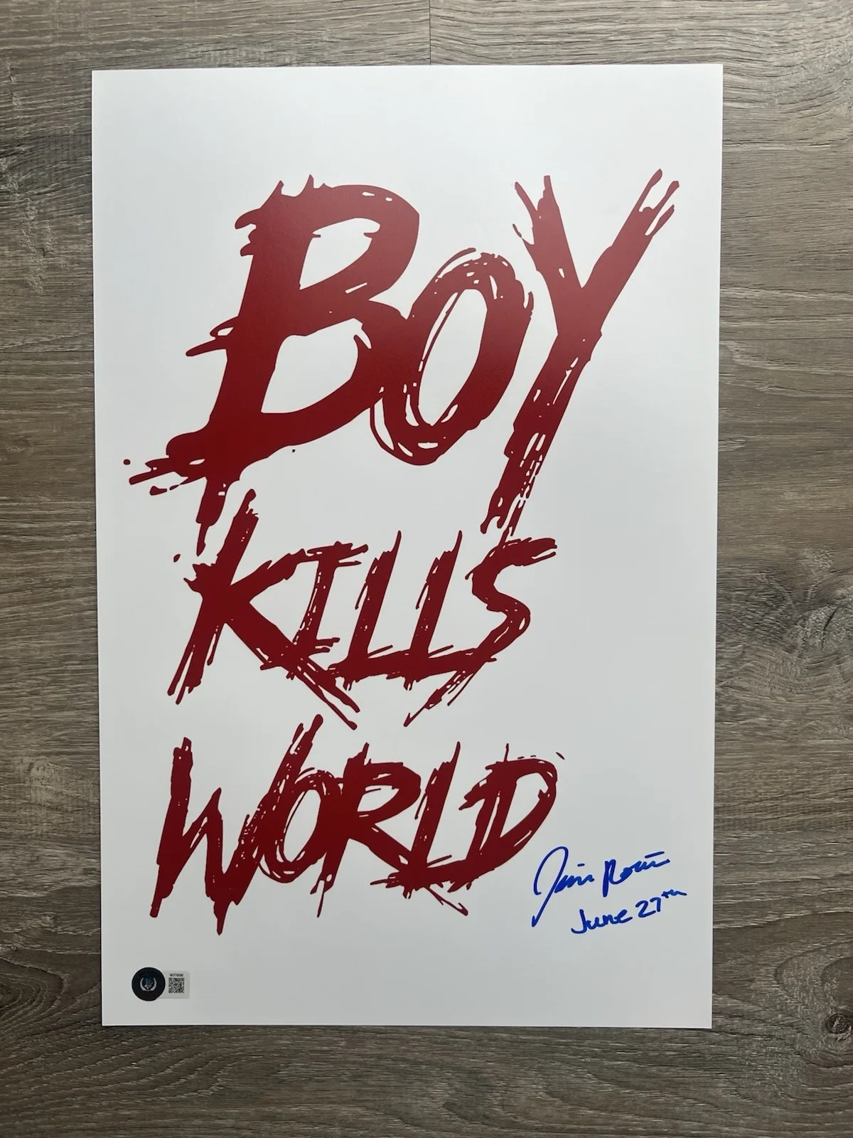 Jessica Rothe — Jessica Rothe Signed Boy Kills World 11x17 Photo Beckett COA June 27th, изображение 2