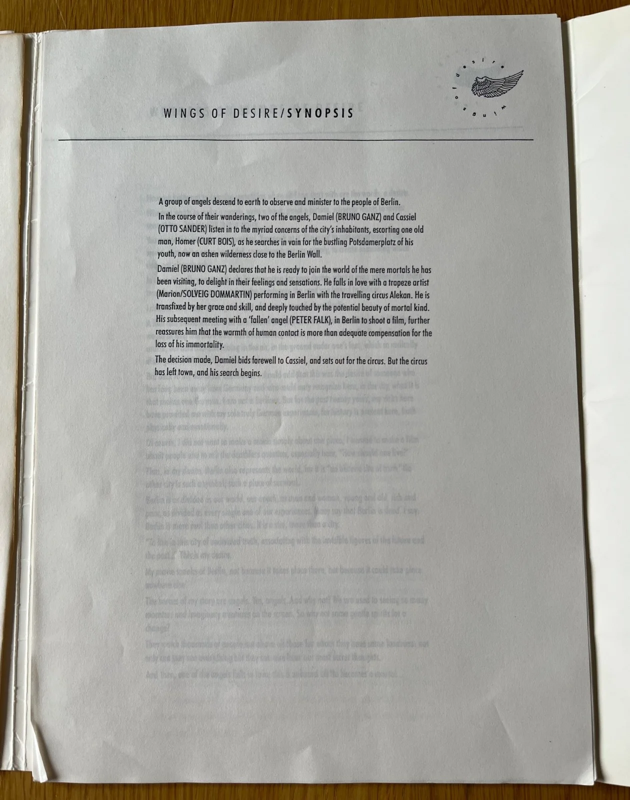 WINGS OF DESIRE PRESS KIT, image 5