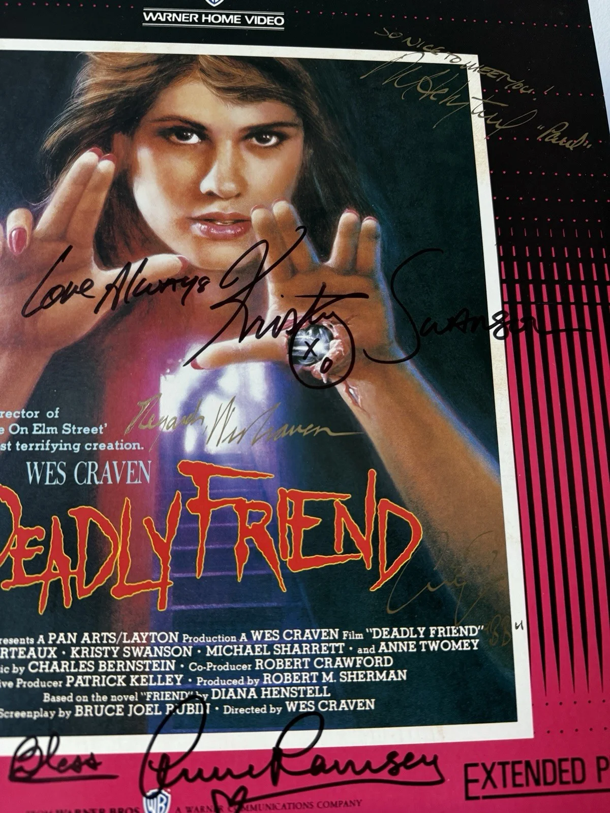 Deadly Friend Hand Signed Laserdisc Kristy Swanson Wes Craven, изображение 3