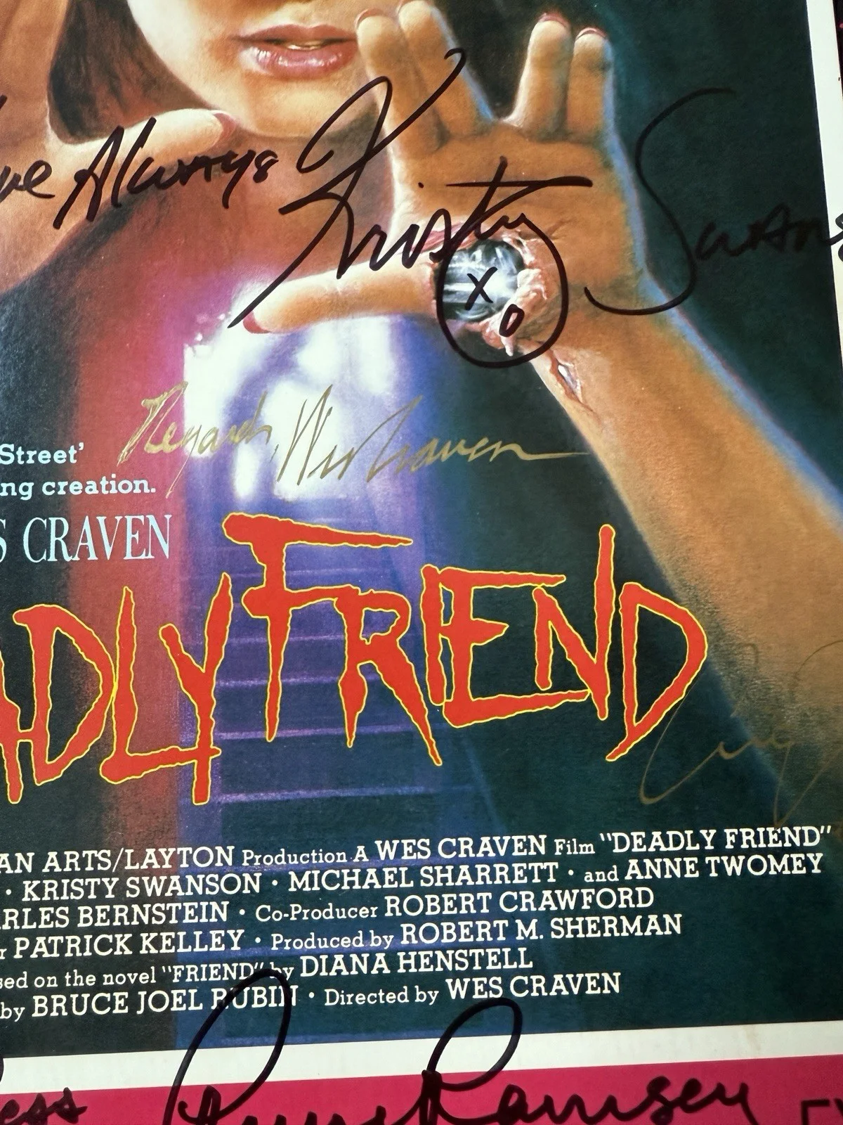 Deadly Friend Hand Signed Laserdisc Kristy Swanson Wes Craven, изображение 5