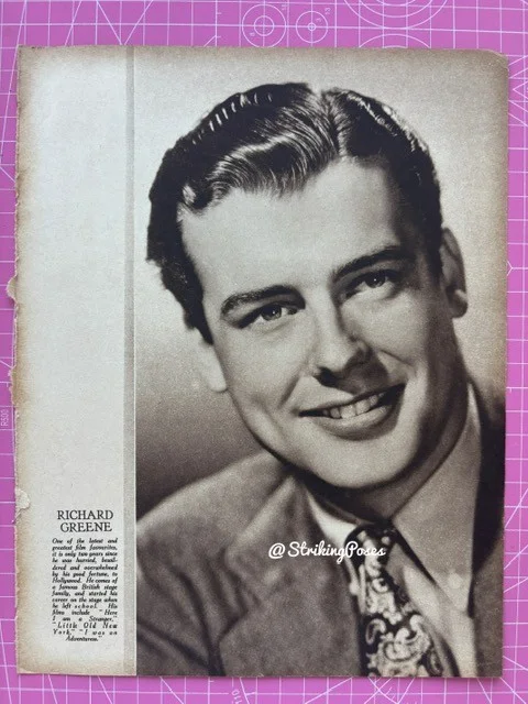 Vintage Magazine Clipping 1930s JOEL McCREA RICHARD GREENE film star 8x10 1/6, изображение 2