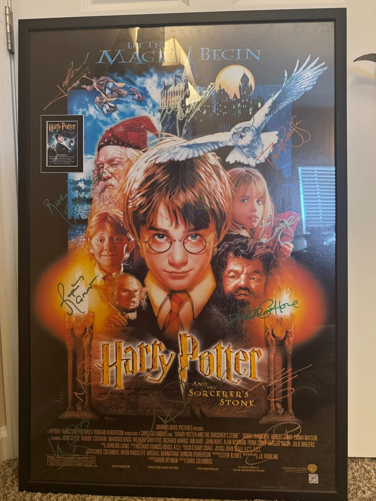 Daniel Radcliffe, Emma Watson, Rupert Grint, more — Harry Potter Sorcerer’s Stone Poster SIGNED Full Cast + J.K. Rowling – RARE