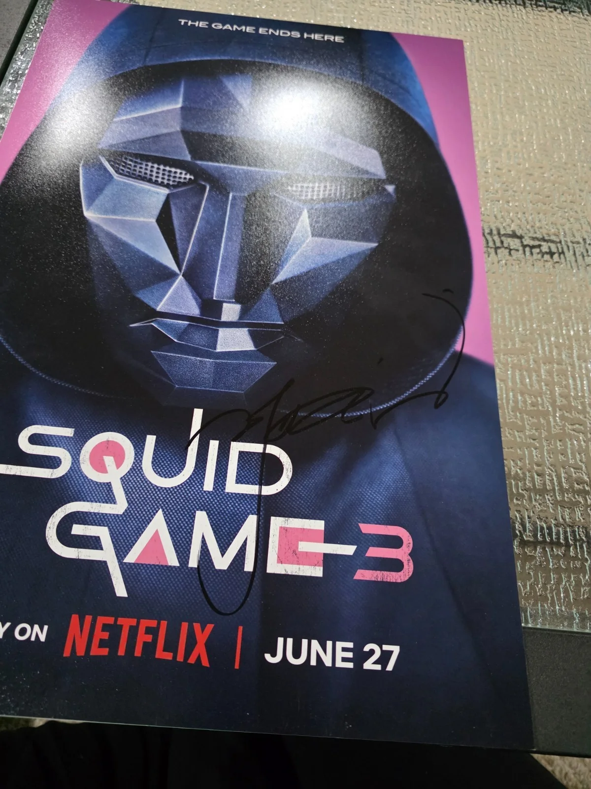 Lee Byung-hun Signed Squid Game 12x18 Poster FrontMan Autograph COA JSA, image 3