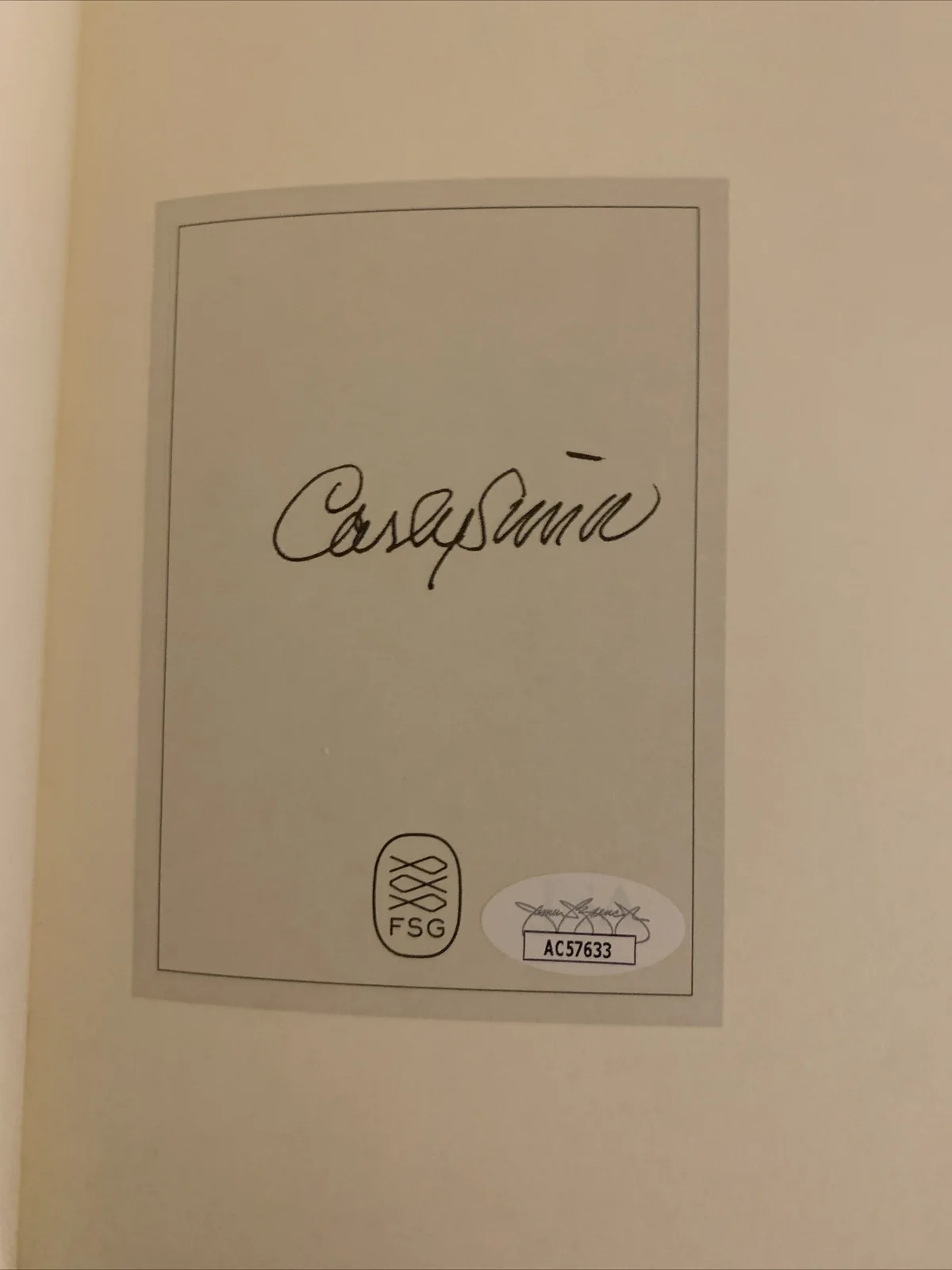 Singer Carly Simon autographed hard cover book JSA Certified, image 2