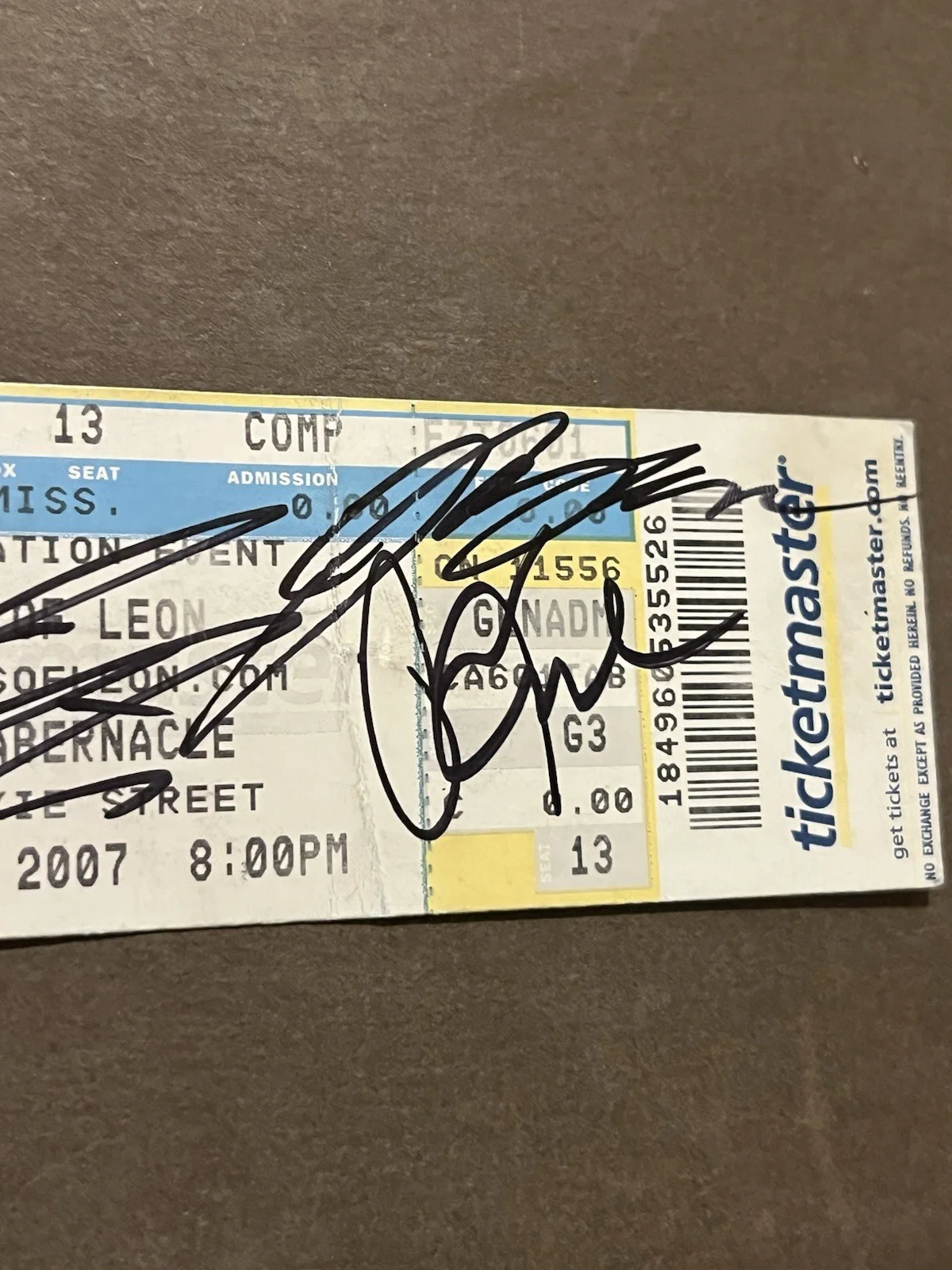 Kings Of Leon Signed Ticket Stub Atlanta Ga Sex On Fire, изображение 3