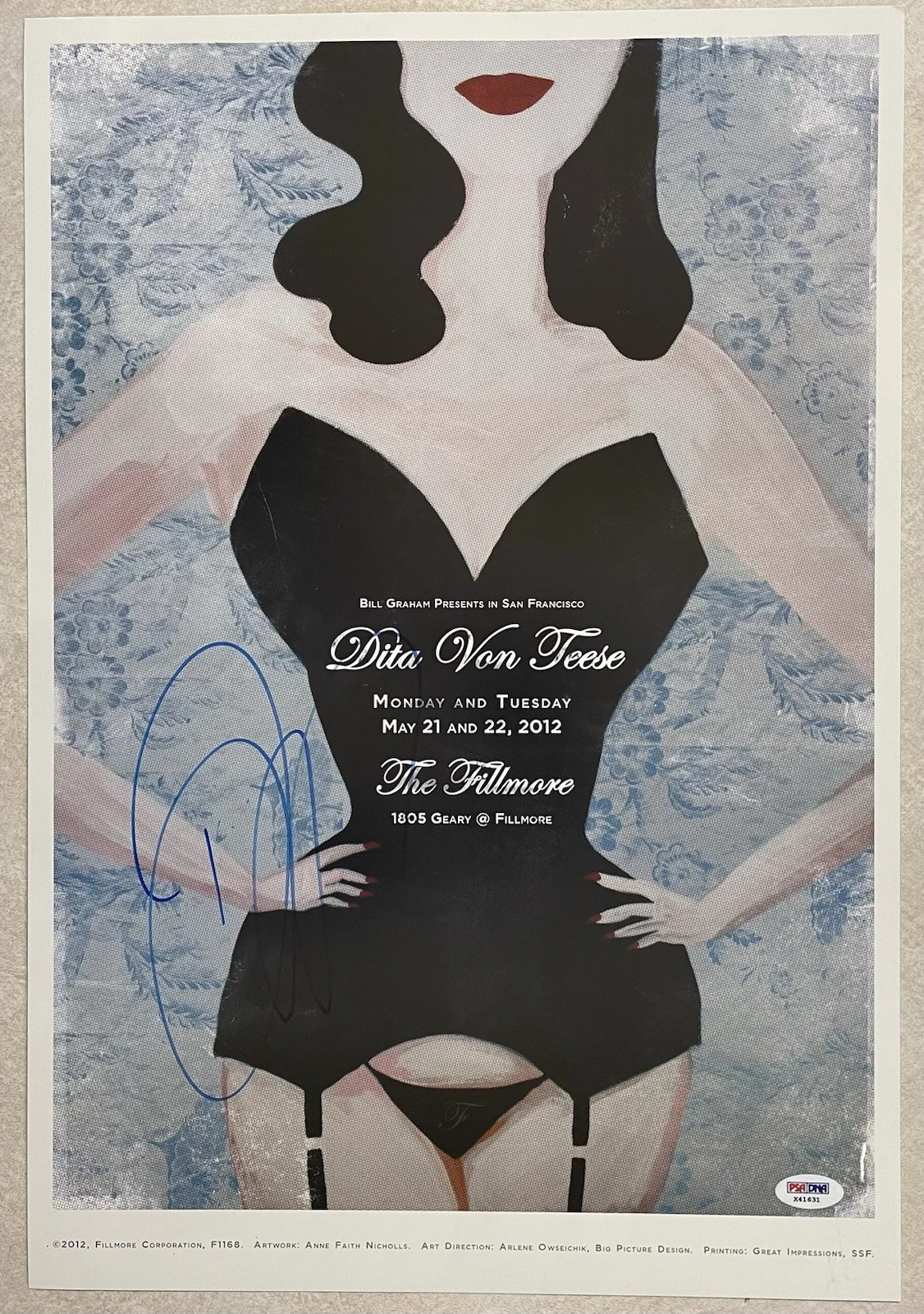 Dita Von Teese — Dita Von Teese PSA/DNA COA Signed 13x19 Poster Photo Autographed Fillmore, image 2