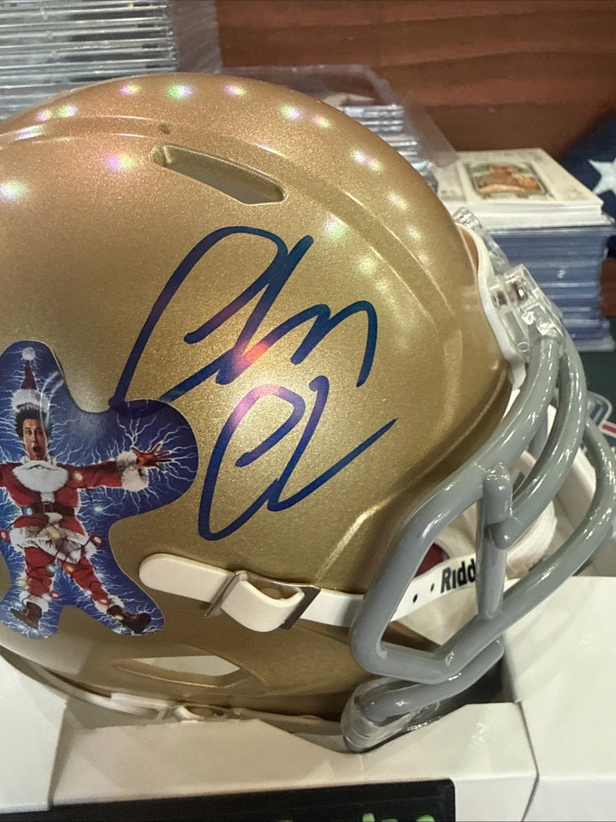 Chevy Chase — Chevy Chase Signed Christmas Vacation Riddell Mini Helmet Beckett COA, image 2