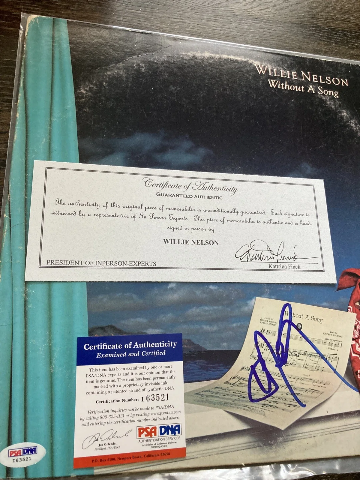 Willie Nelson Signed Auto Without a Song LP Record Album Cover PSA/DNA COA vinyl, image 4