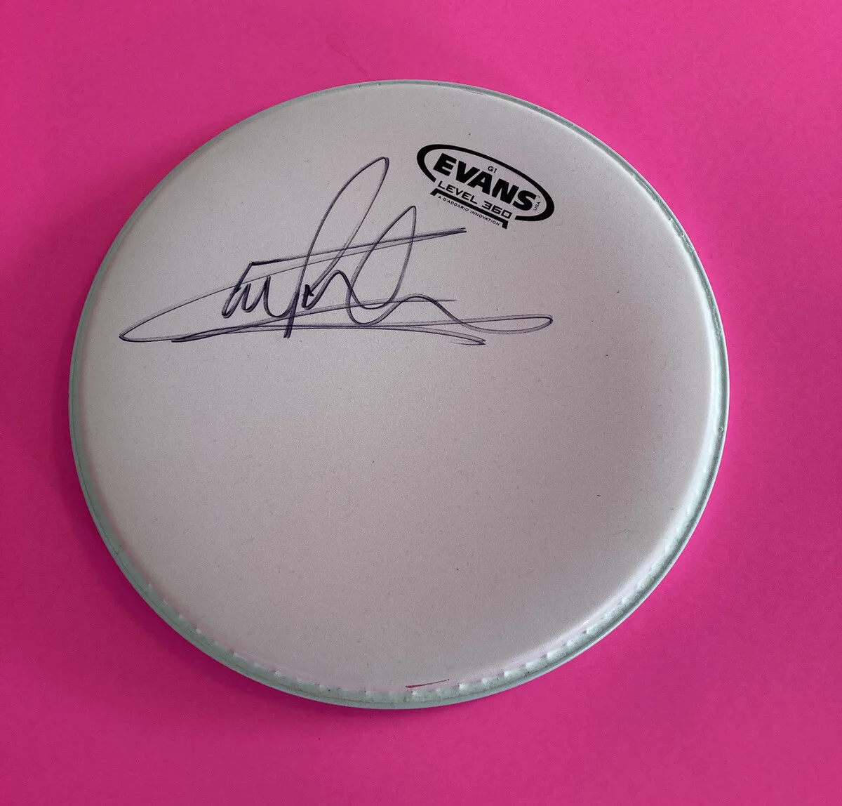CARL PALMER ASIA EMERSON LAKE PALMER SIGNED AUTOGRAPHED DRUMHEAD *EXACT PROOF*, image 2