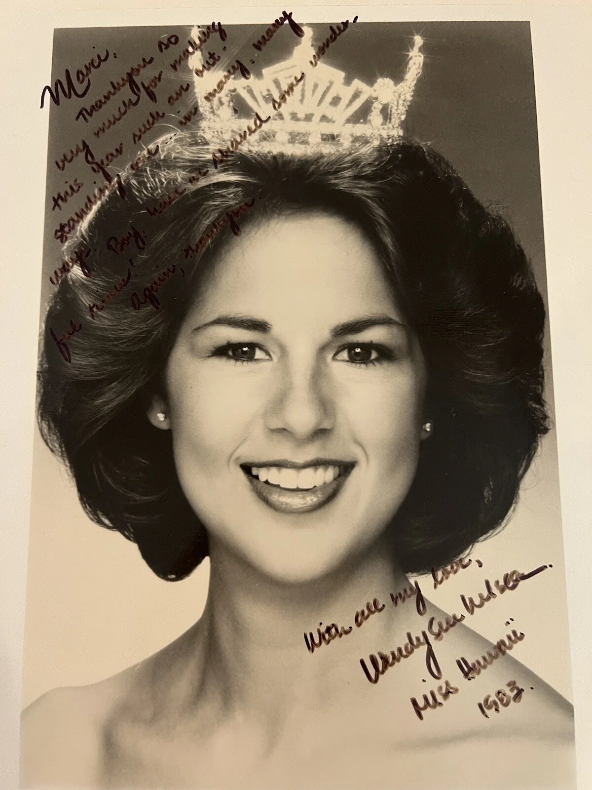 Wendy Sue Nelson Miss Hawaii 1983 Autographed Photograph w/Inscription 8x10, изображение 2