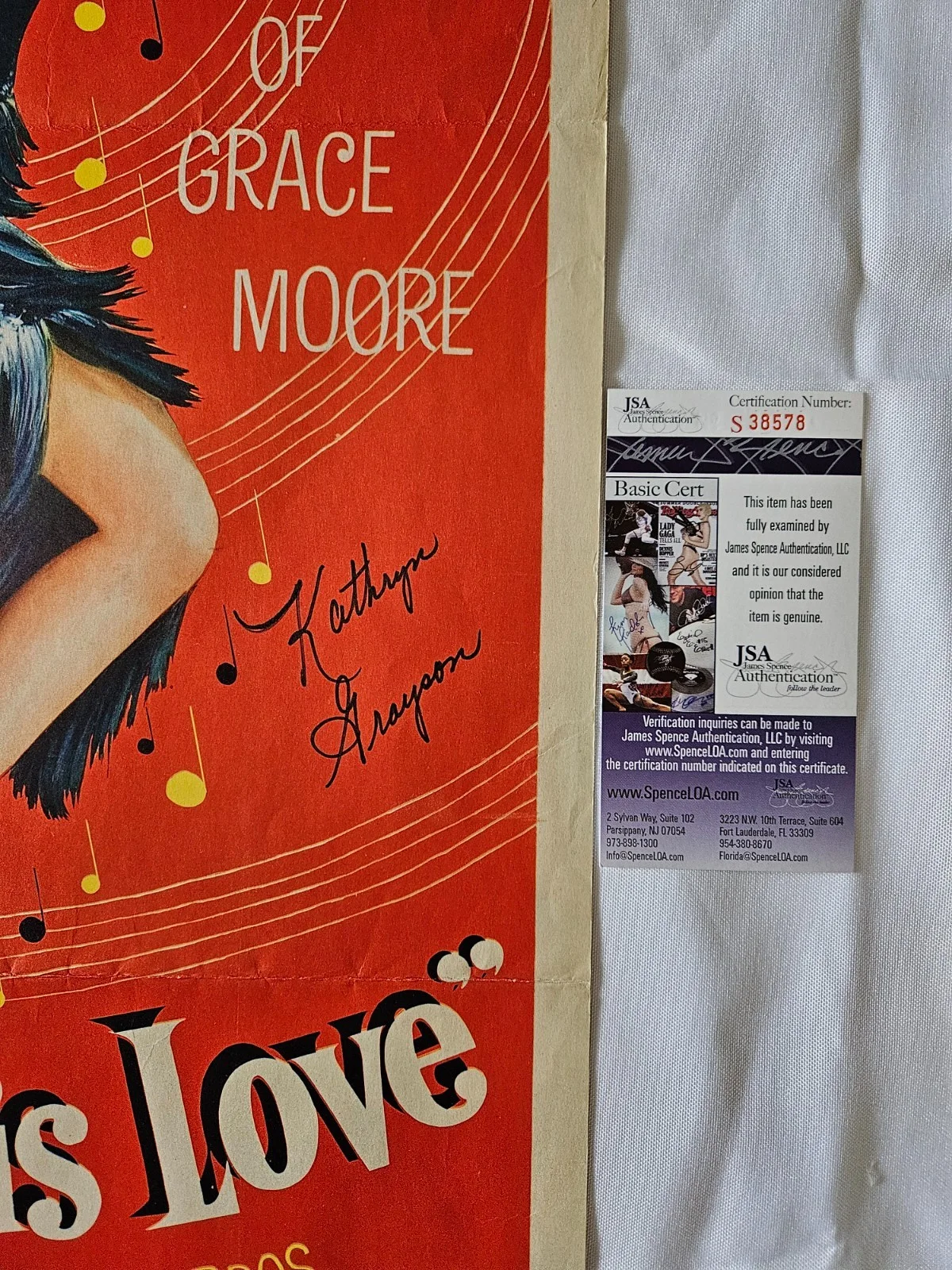 Kathryn Grayson — Kathryn Grayson Signed "So This is Love" 14x36 Original Movie Poster & JSA COA, изображение 2