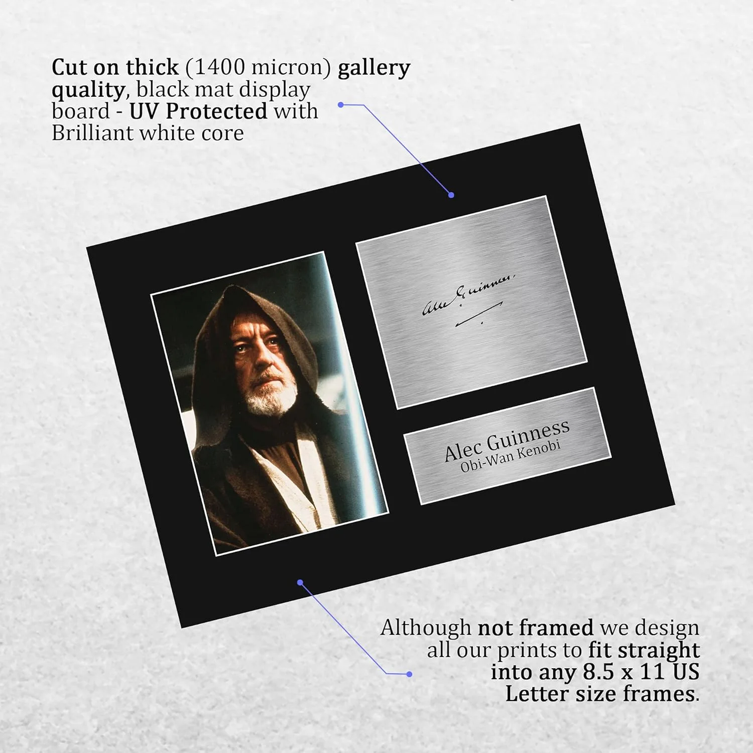 Alec Guinness Gift USL Signed Printed Autograph Star Wars Gifts Obi-Wan Kenobi P, image 3