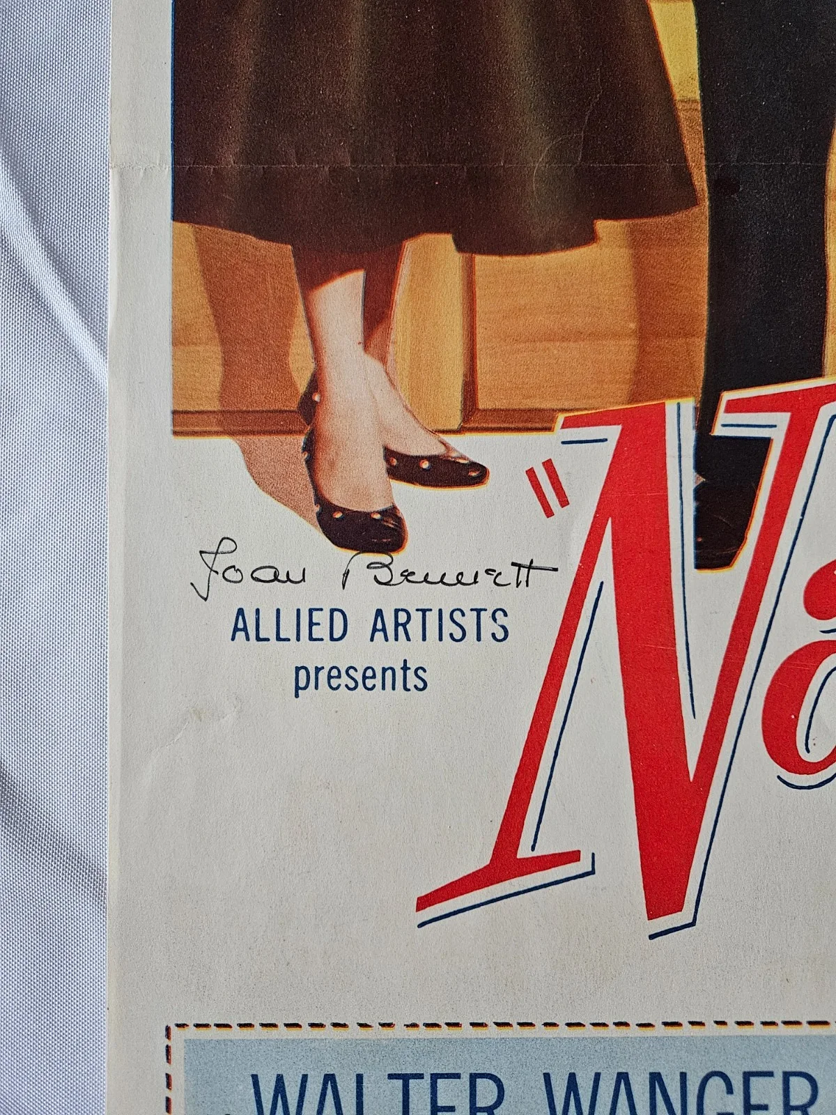 Joan Bennett — Joan Bennett Signed "Navy Wife" 14x36 Original Movie Poster & JSA COA, изображение 2