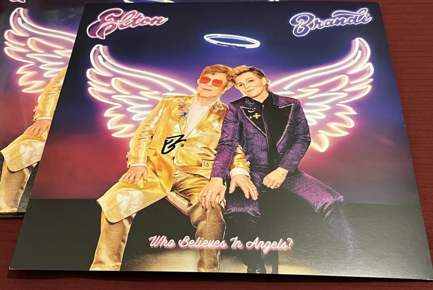 ELTON JOHN SIGNED WHO BELIEVES IN ANGELS ART CARD + VINYL RECORD AUTOGRAPH COA, image 3