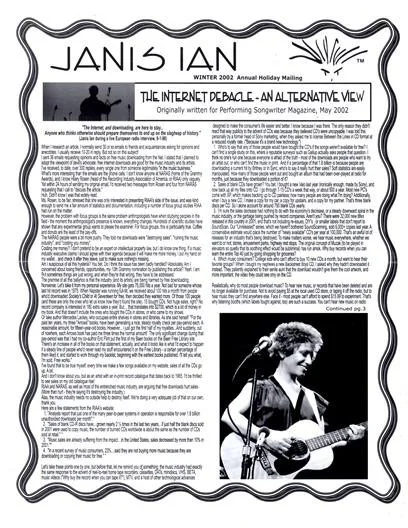 1997 JANIS IAN SIGNED AUTOGRAPH FLYER + INTERNET DEBACLE NEWSLETTER + PROGRAM, image 2