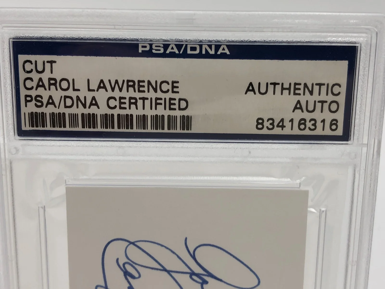 CAROL LAWRENCE AUTO Signed PSA AUTHENTIC Index Card WEST SIDE STORY as MARIA, image 2