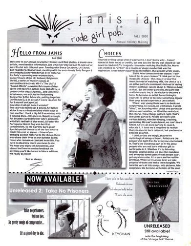 1997 JANIS IAN SIGNED AUTOGRAPH FLYER + RUDE GIRL EXPRESS NEWSLETTER + POSTCARDS, изображение 3