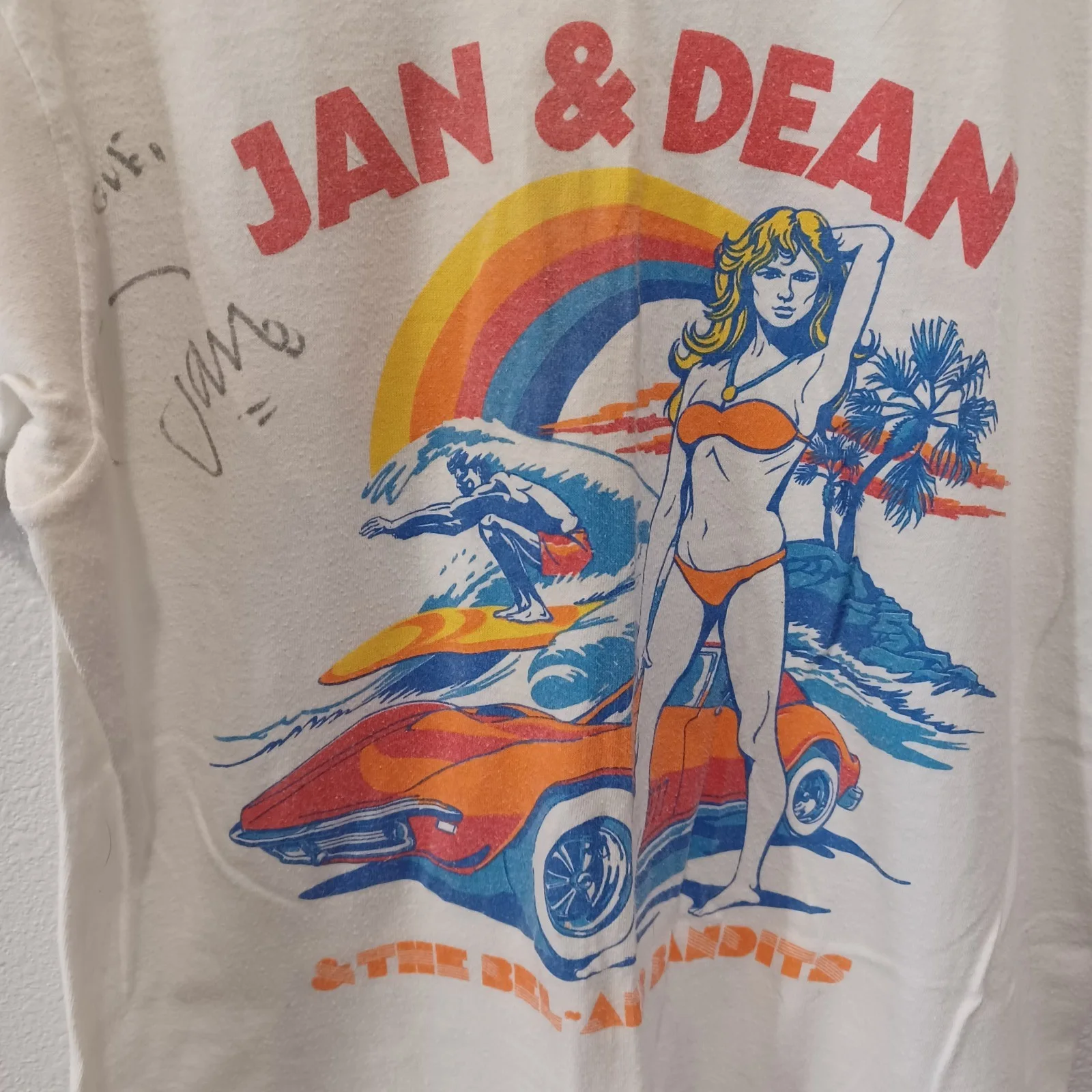 Vintage Jan & Dean Autographed Hand Signed T-shirt Size M Never Worn Made In USA, image 3