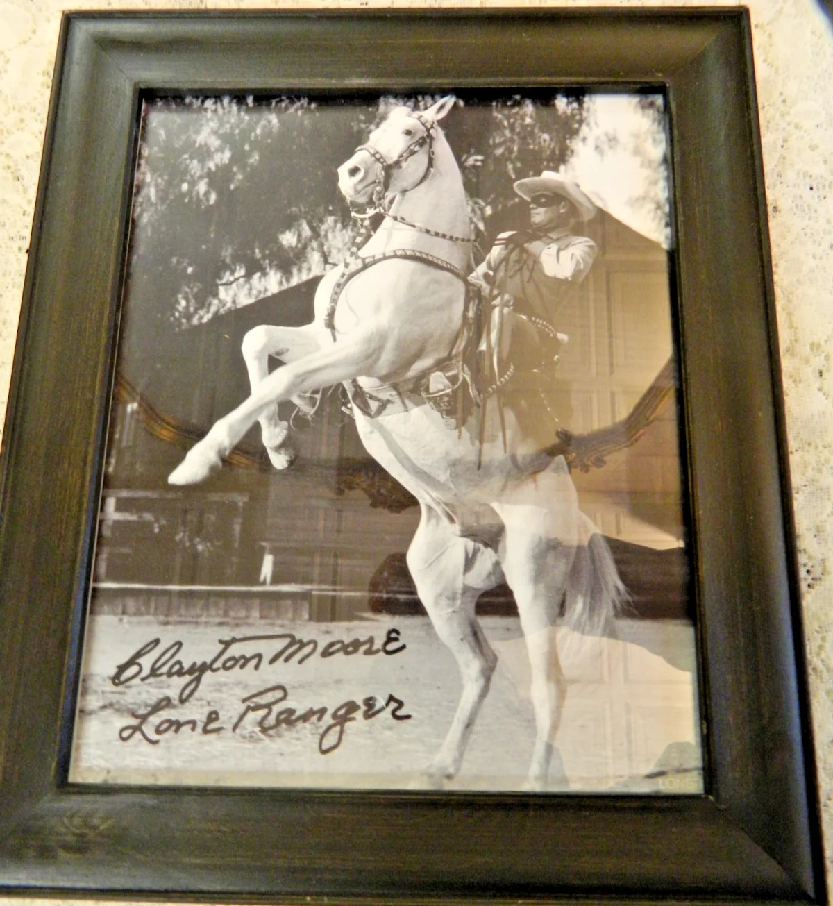 Clayton Moore — Vintage Clayton Moore The Lone Ranger AUTOGRAPHED 11 x 9 FRAMED Photo Print