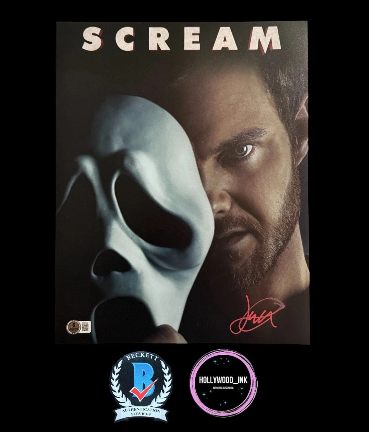 JACK QUAID — JACK QUAID SIGNED 11x14 AUTOGRAPH SCREAM V GHOSTFACE RICHIE KIRSCH BAS BT55339