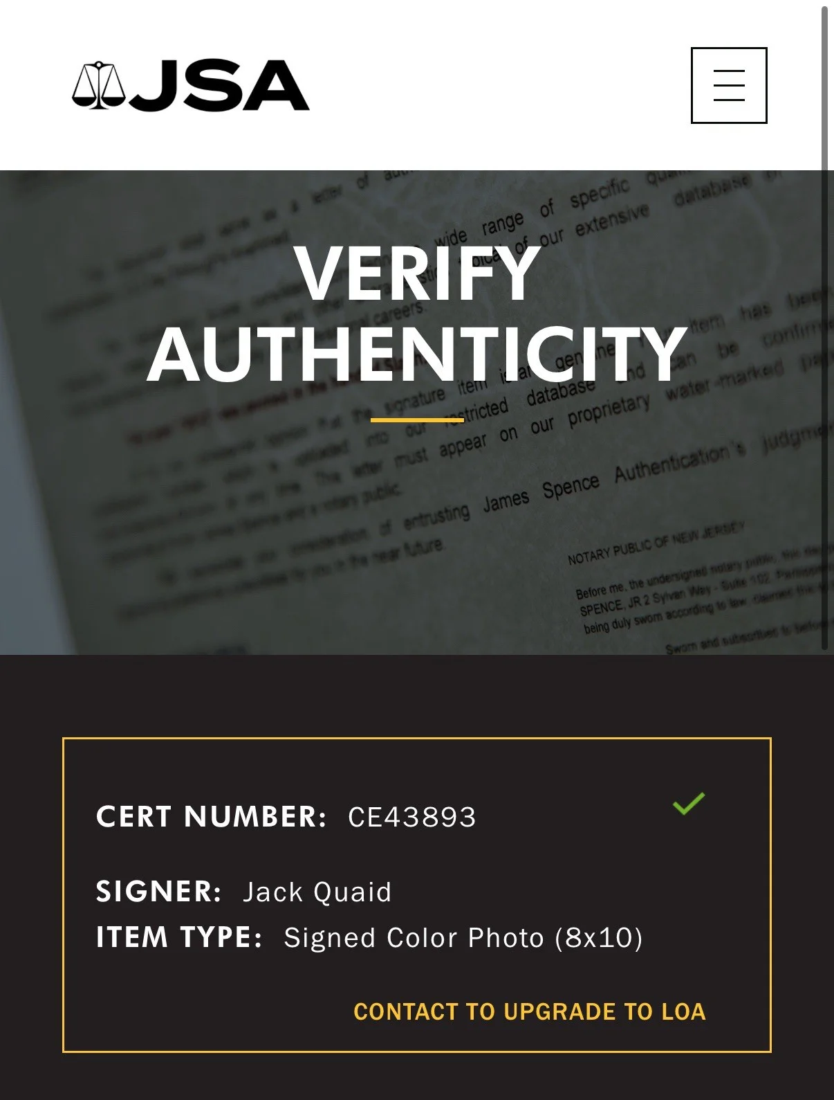 JACK QUAID — JACK QUAID SIGNED 8X10 SCREAM AUTOGRAPH SCREAM V GHOSTFACE RICHIE KIRSCH JSA (B), image 3