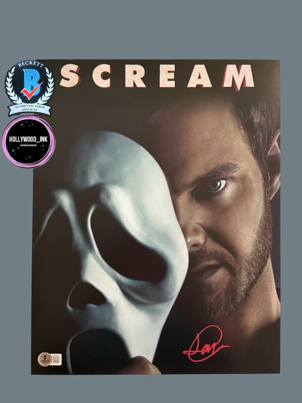 JACK QUAID — JACK QUAID SIGNED 11x14 AUTOGRAPH SCREAM V GHOSTFACE RICHIE KIRSCH BAS BQ95675
