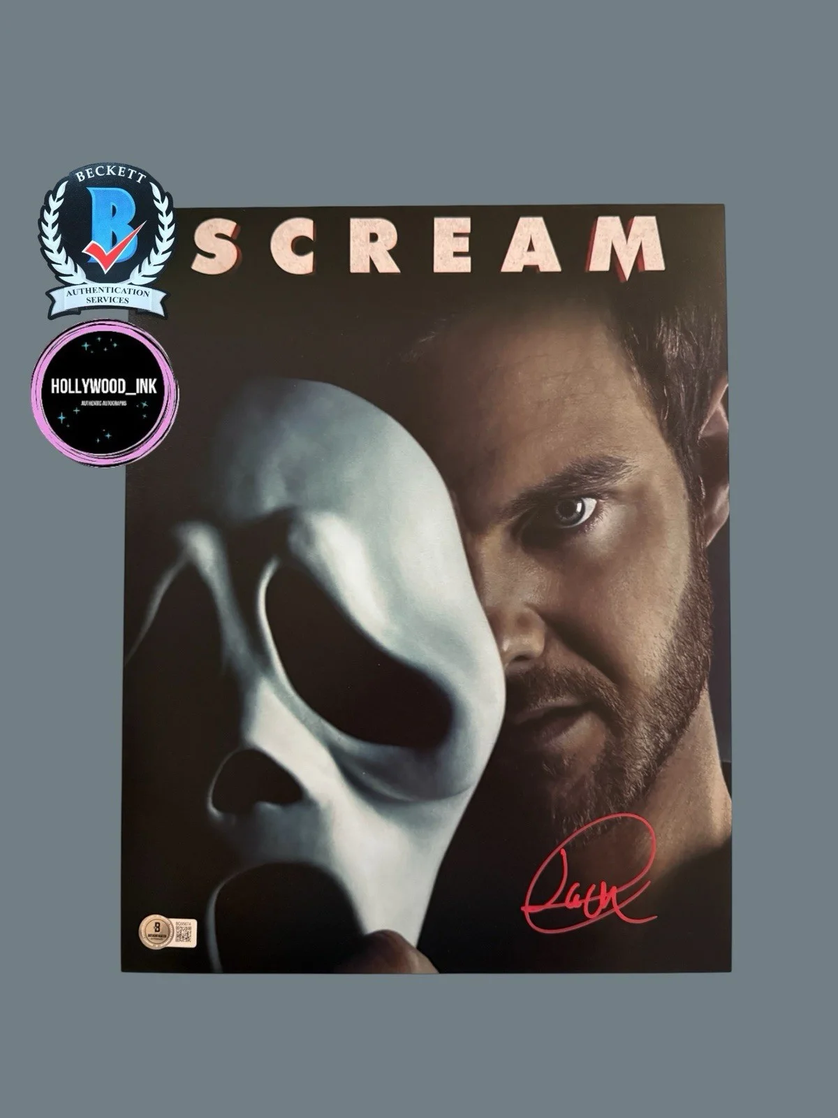 JACK QUAID — JACK QUAID SIGNED 11x14 AUTOGRAPH SCREAM V GHOSTFACE RICHIE KIRSCH BAS BQ95674