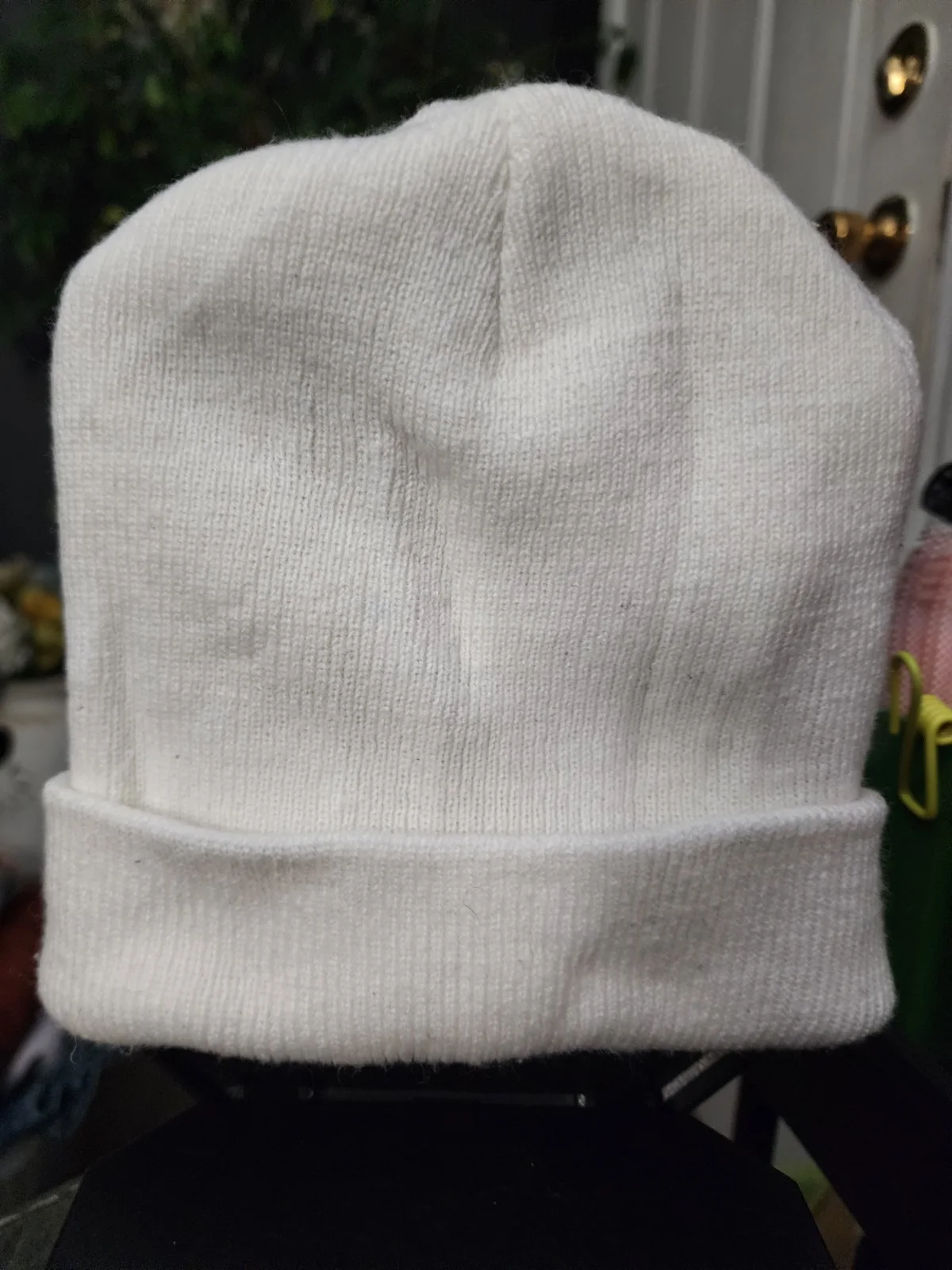 Custom monogrammed home-made PVRIS sock hat beanie Lynn Gunn White Noise, image 2