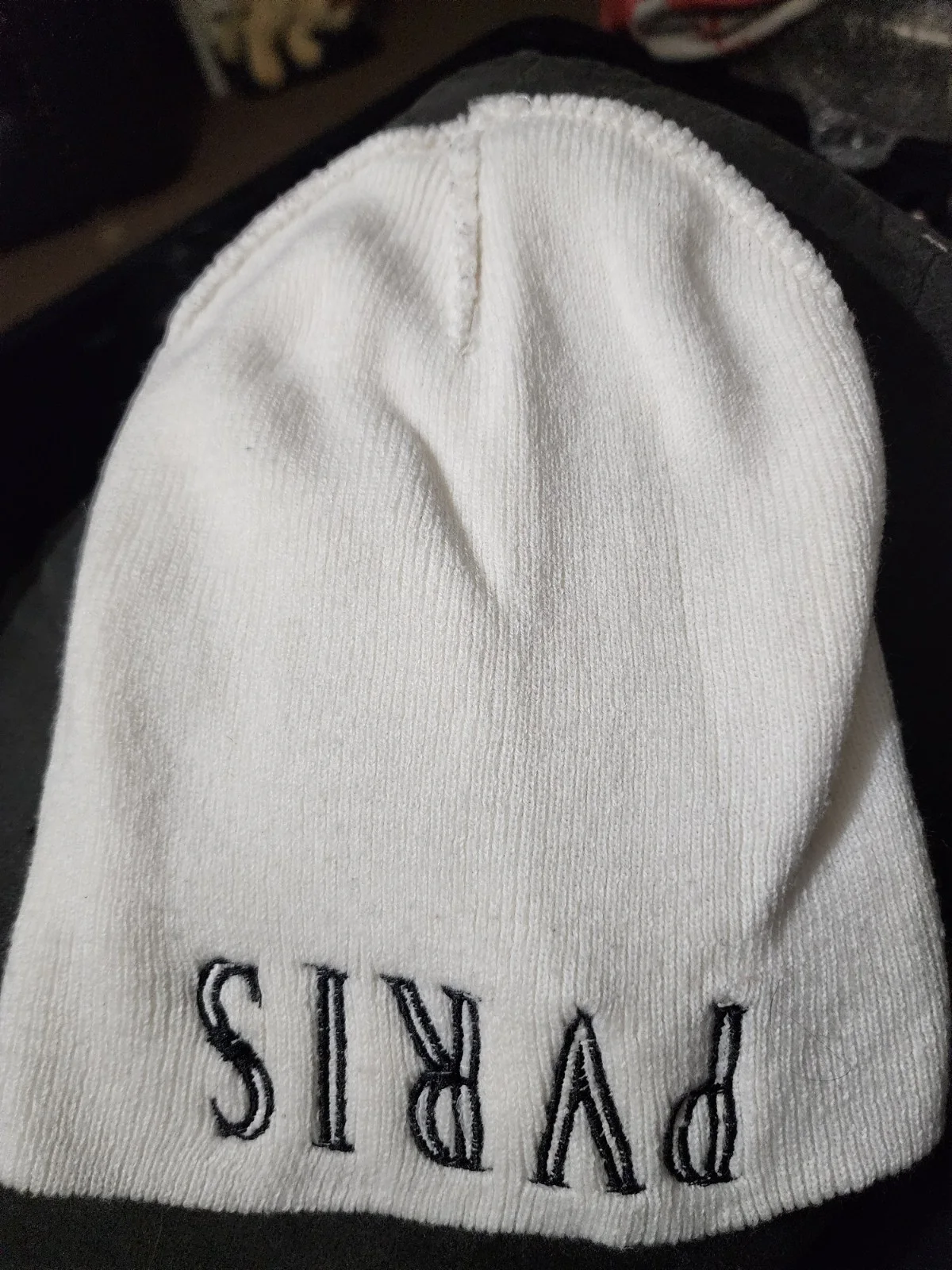 Custom monogrammed home-made PVRIS sock hat beanie Lynn Gunn White Noise, image 5