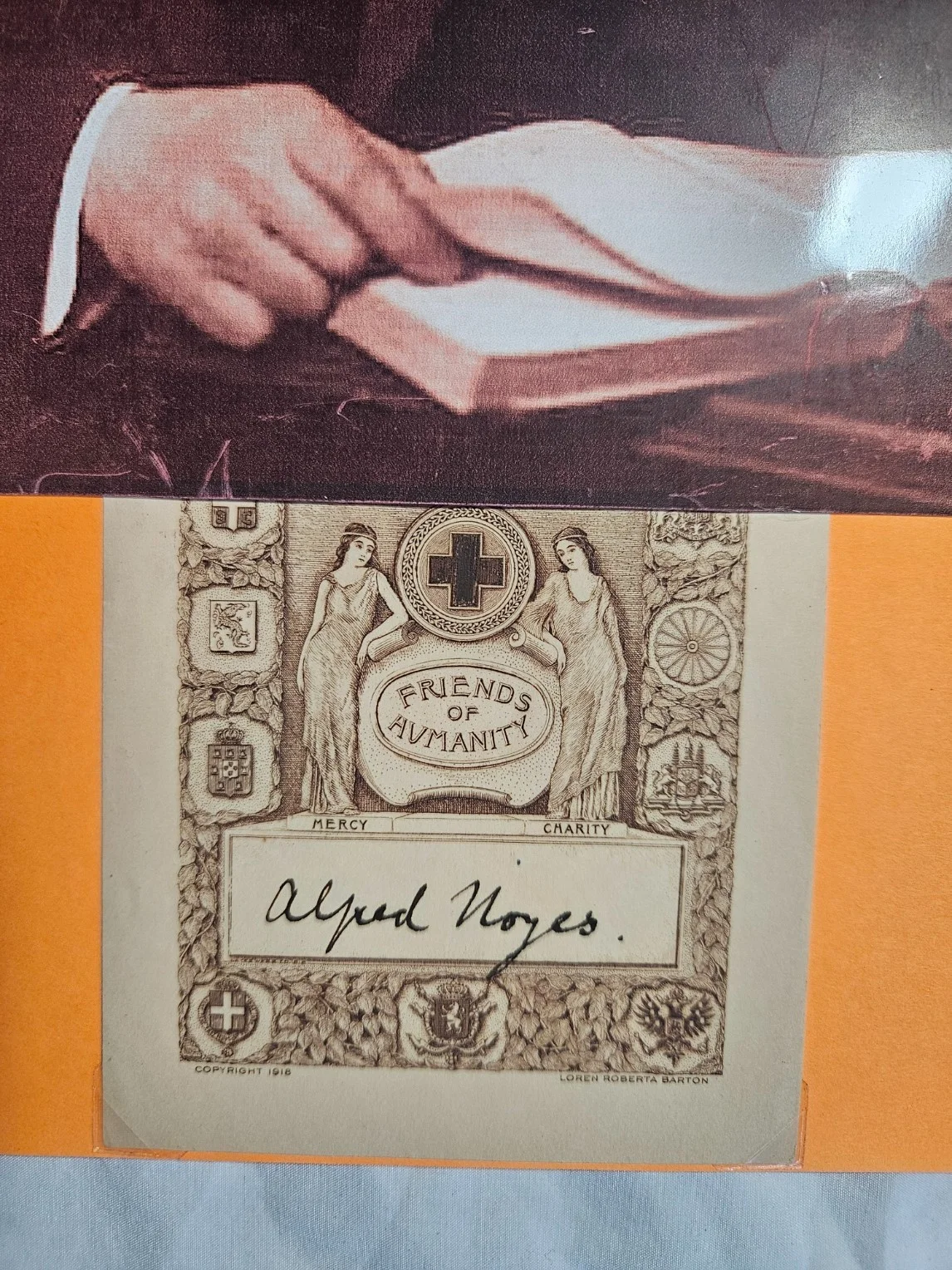 Vintage Alfred Noyes autograph bookplate, image 2