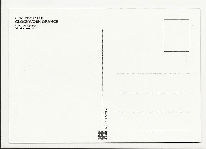 CLOCKWORK ORANGE VINTAGE MOVIE POSTCARD - CLASSIC KUBRICK, image 2
