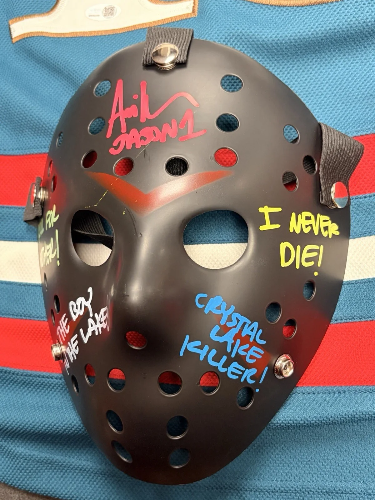 Kane Hodder Ari Lehman — Friday The 13th Signed Jersey Mask Knife JSA Beckett Jason Voorhees, изображение 2