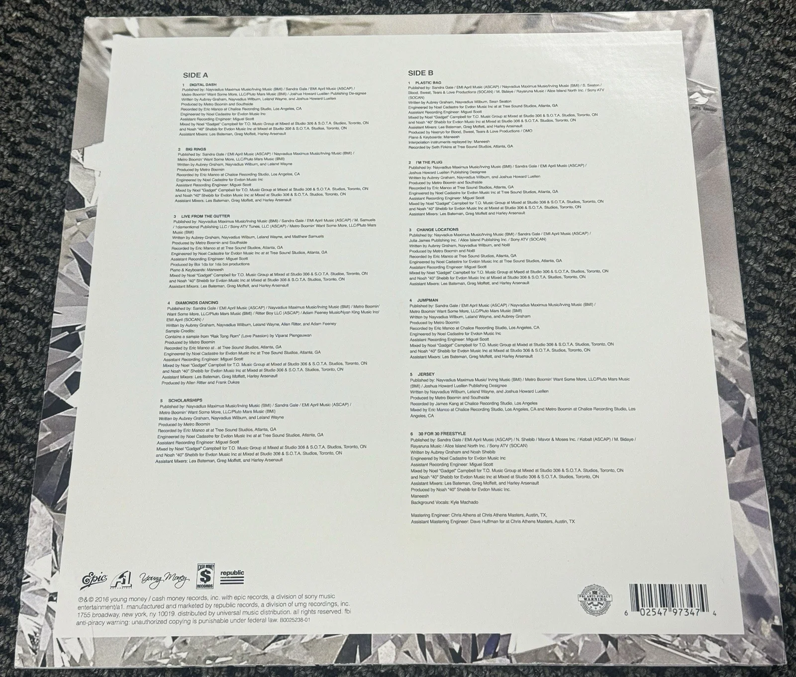 Drake Aubrey Graham & Future Hendrix Dual Signed Autograph Vinyl Album PSA/DNA, image 2