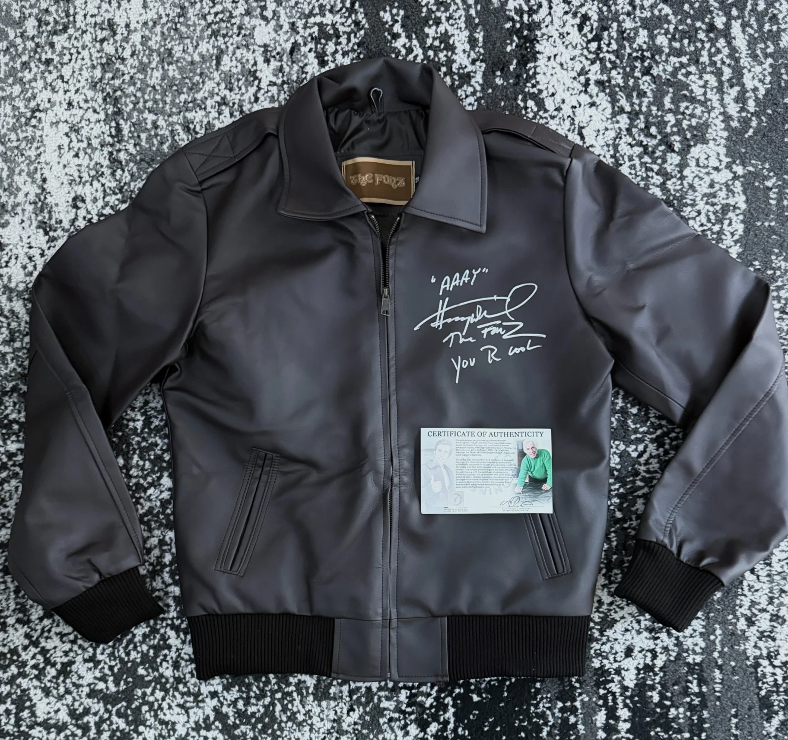 Henry Winkler — Henry Winkler "The Fonz" Autographed Jacket ASI Proof AAAY, YOU ARE COOL Insc