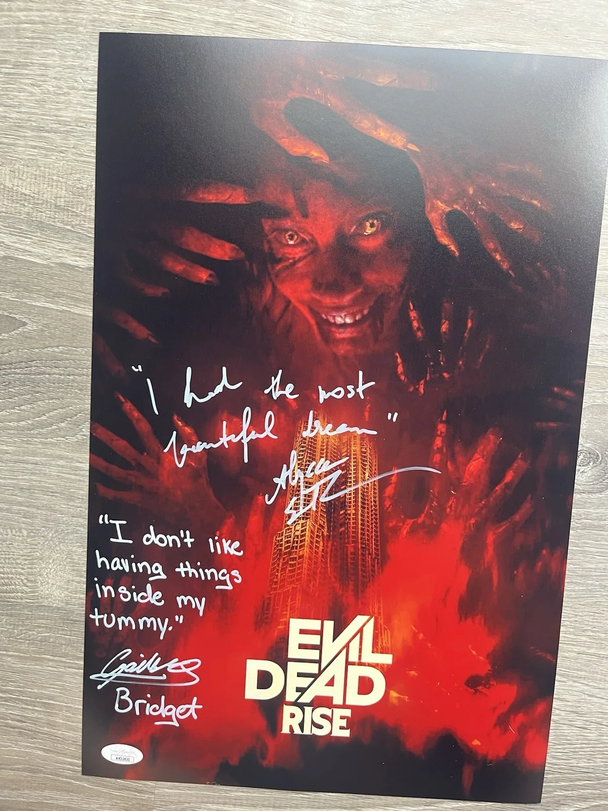 Alyssa Sutherland Gabrielle Echols Signed Evil Dead Rise 11x17 Photo JSA COA, image 5