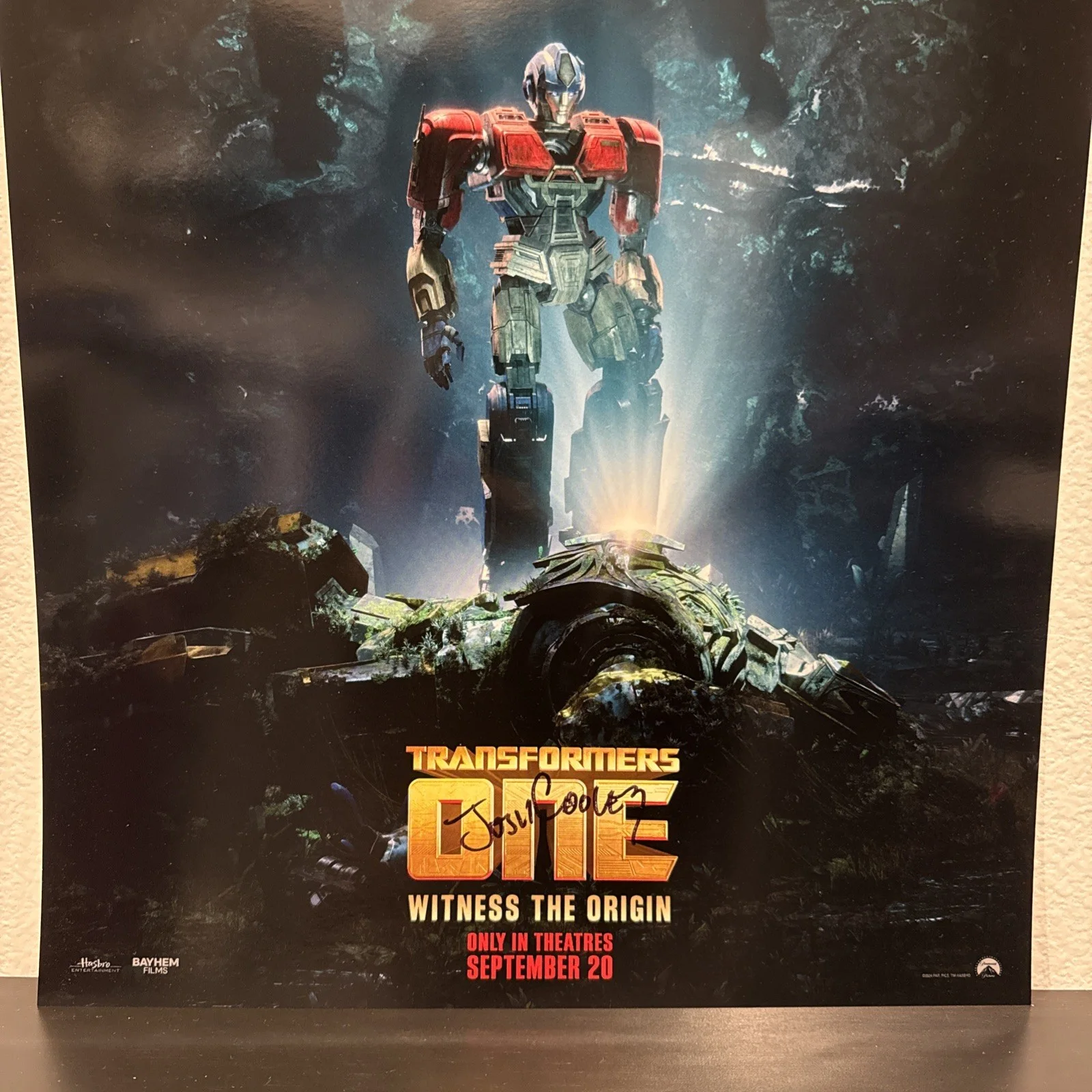 Transformers One Movie Poster Autographed Signed by Josh Cooley 19” x 13”, image 3