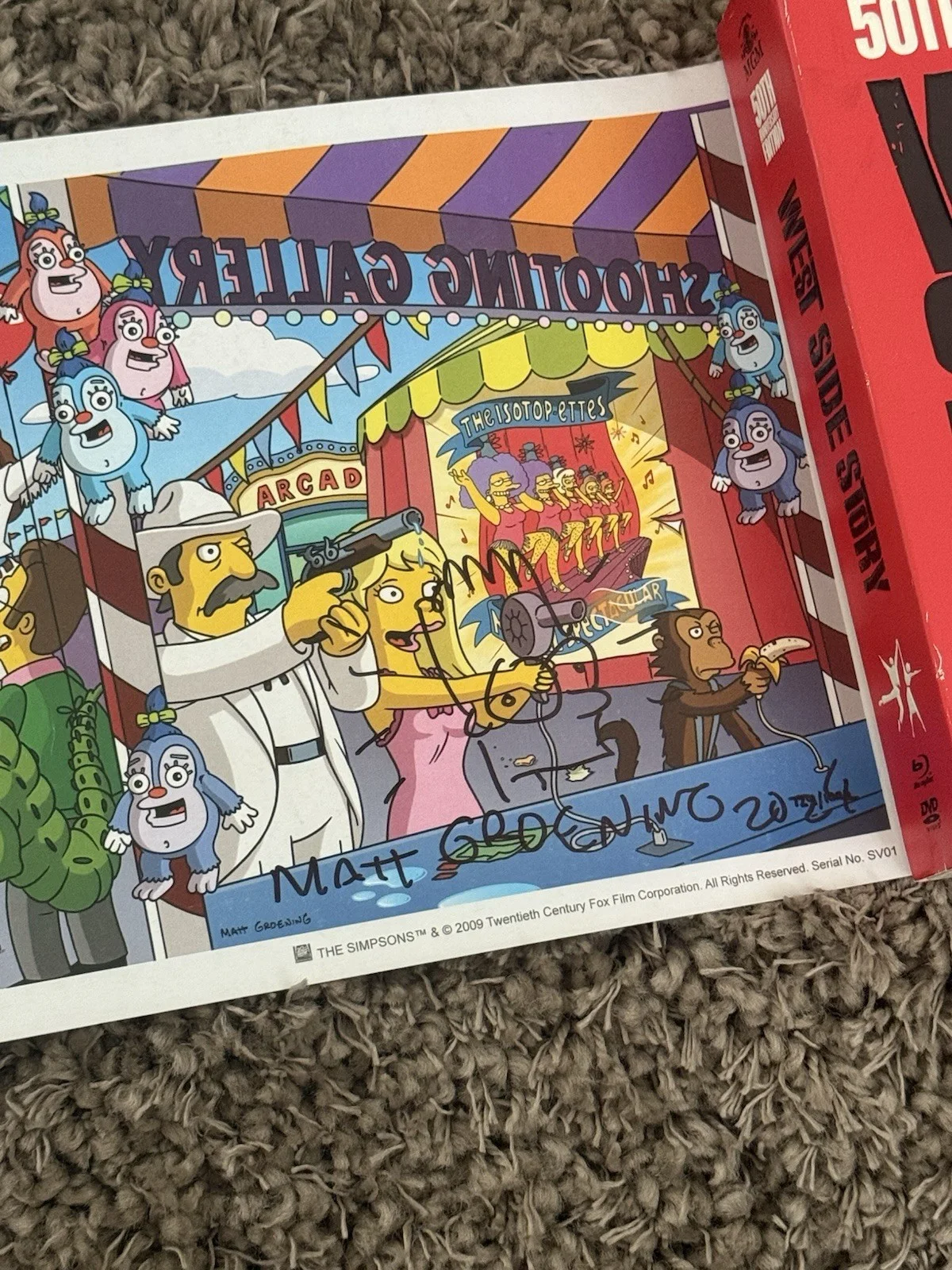 Matt Groening The Simpsons Signed Autographed Art Print 29 x 7.25 Krustyland, изображение 3
