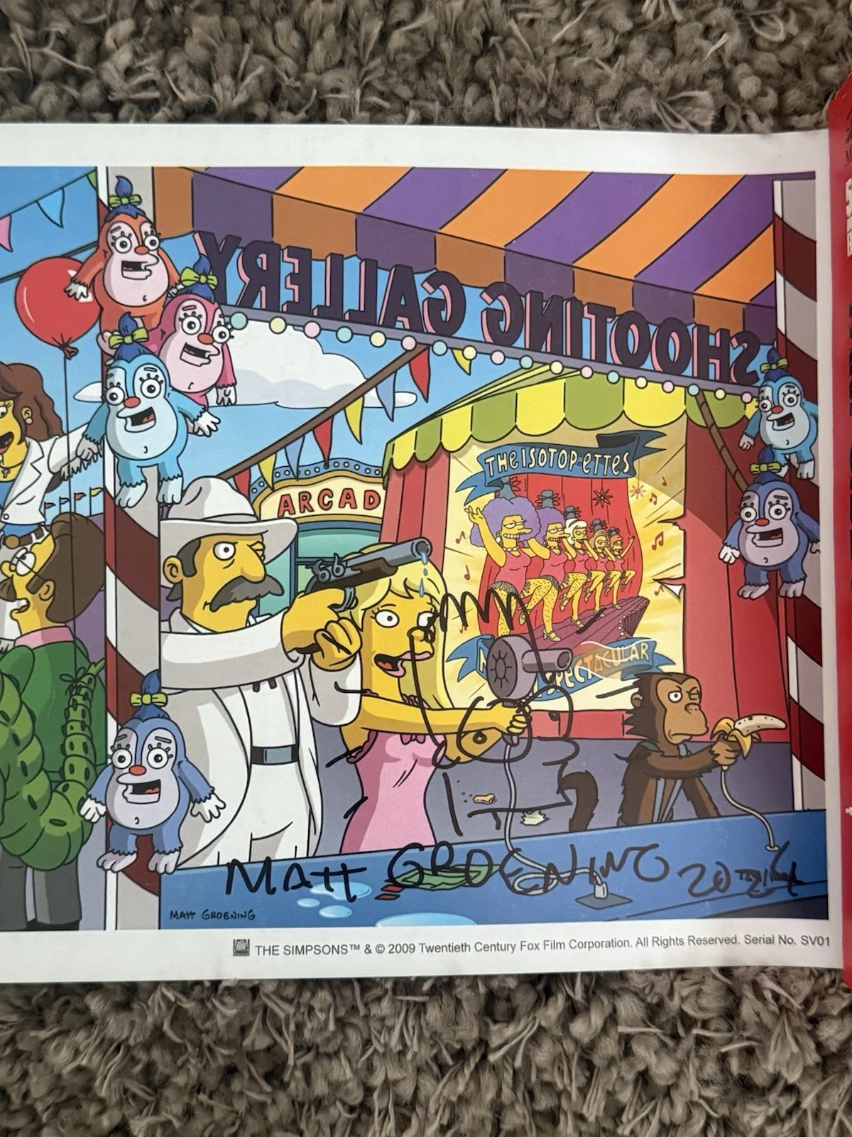 Matt Groening The Simpsons Signed Autographed Art Print 29 x 7.25 Krustyland, изображение 4