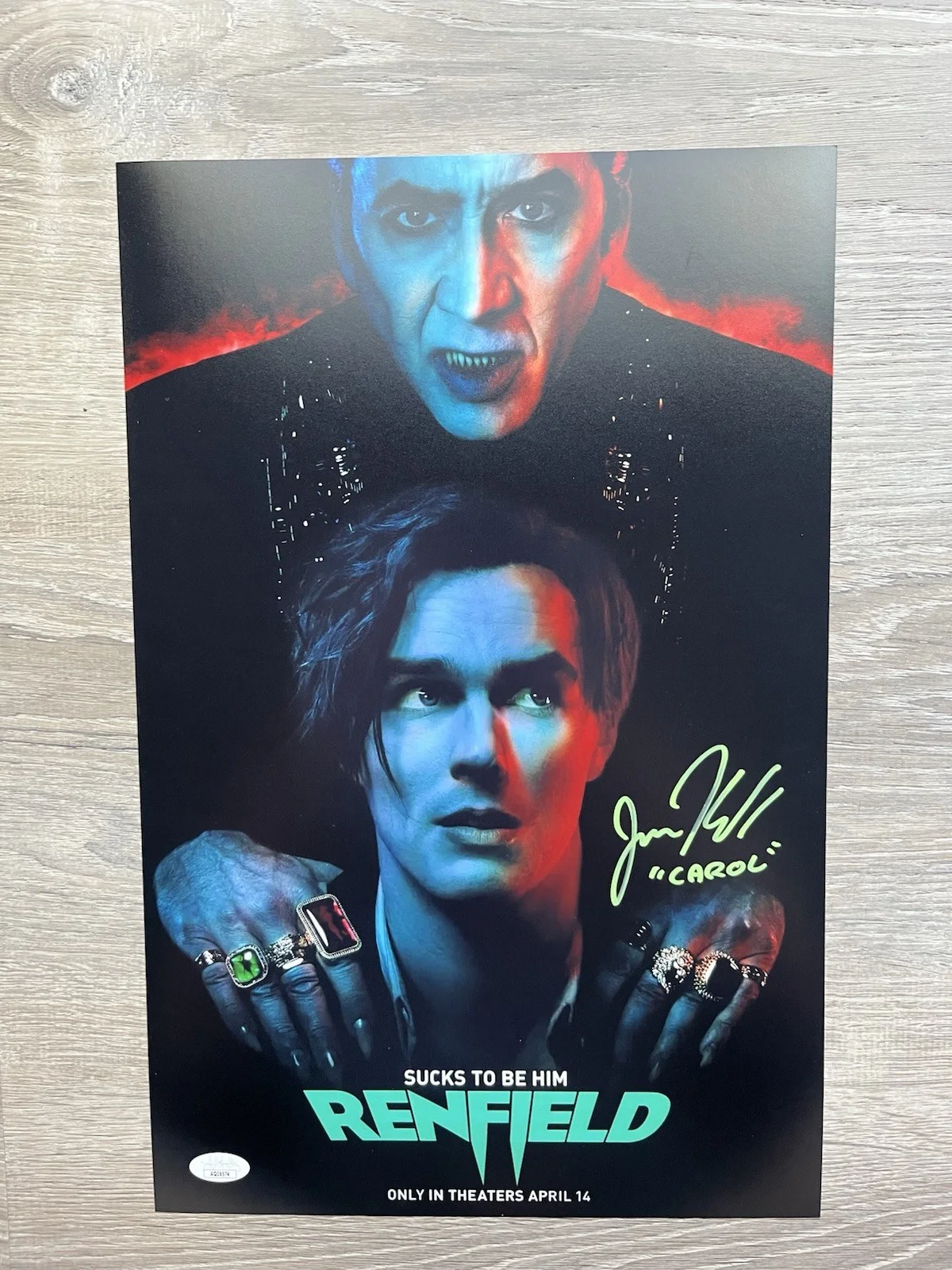 Jenna Kanell — Jenna Kanell Signed Renfield 11x17 Photo JSA COA Carol Nicolas Cage Terrifier, изображение 2