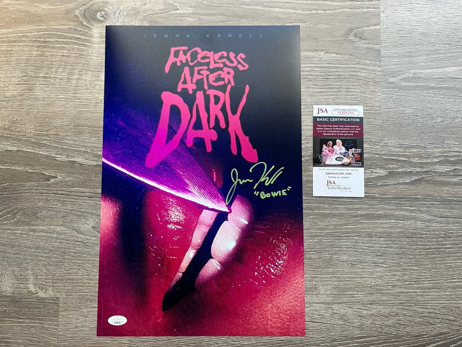 Jenna Kanell — Jenna Kanell Signed Faceless After Dark 11x17 Photo JSA COA Bowie Terrifier