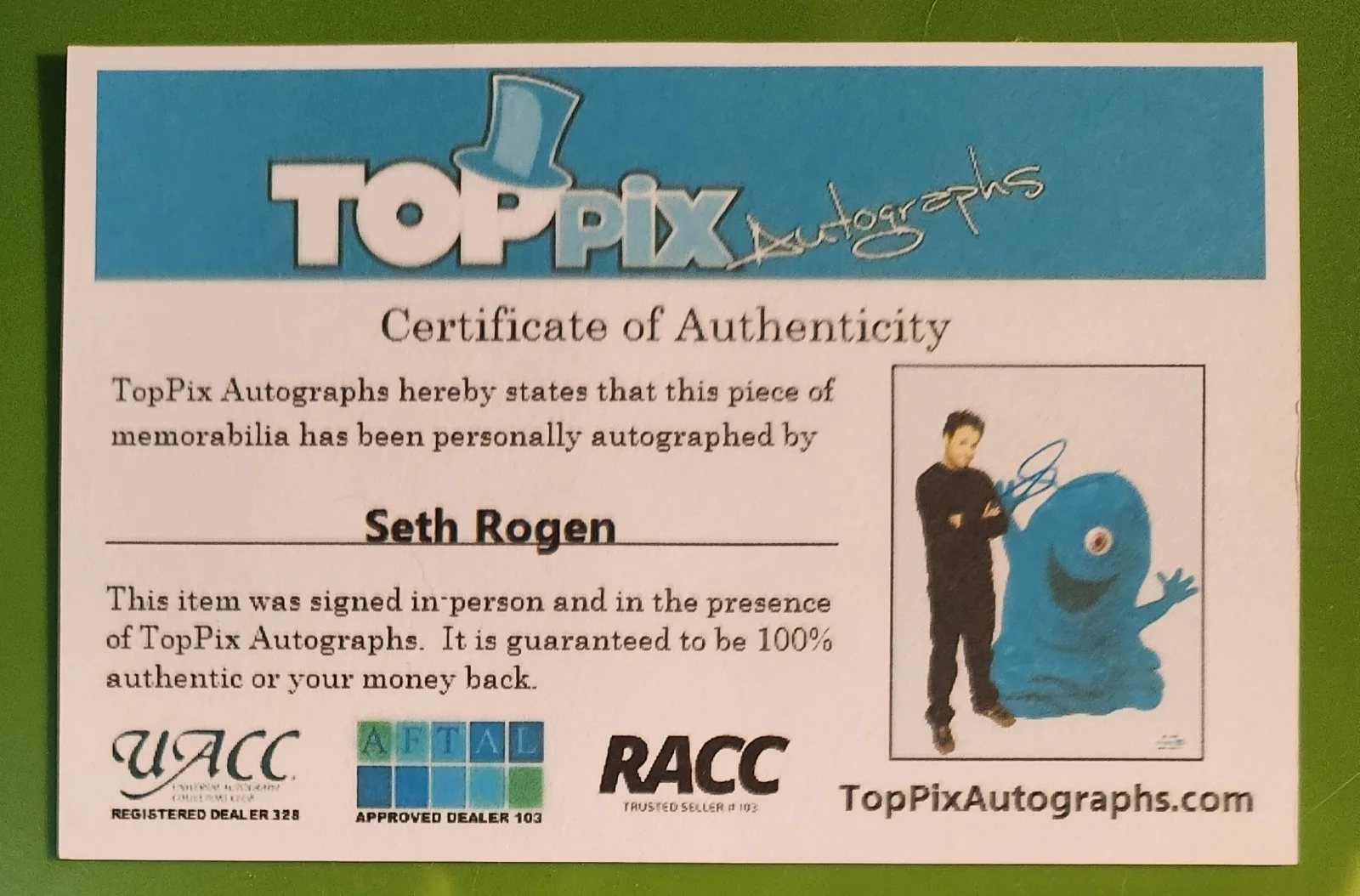 Seth Rogen — Seth Rogen Signed 8x10 B.O.B. Photo Autographed ACOA COA Monsters vs Aliens, изображение 5