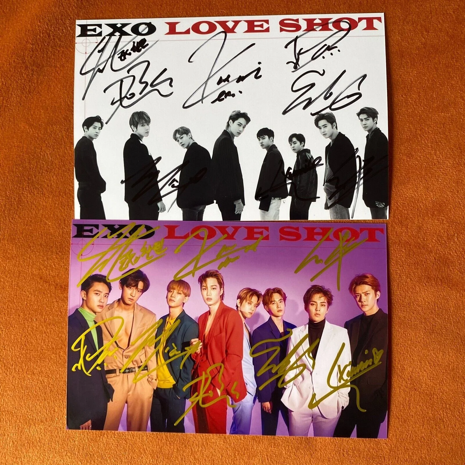 EXO — SINGED - EXO Autographed Photo ALL MEMBERS Autographs LOVE SHOT 4*6 K-POP, image 2