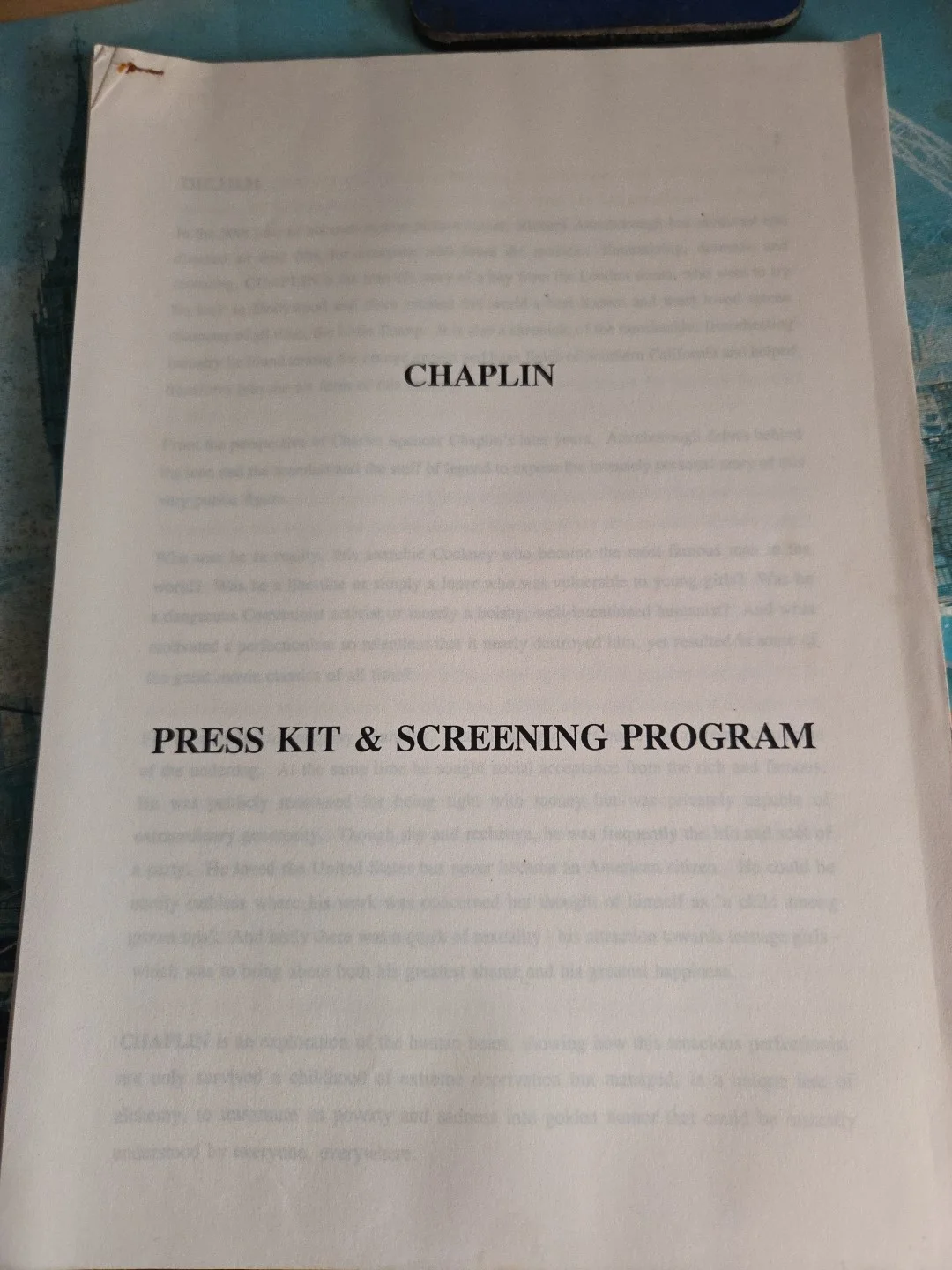 CHAPLIN Royal FILM Performance Of 1992 Souvenir BrochPlus Ticket And ProdMotes, image 4